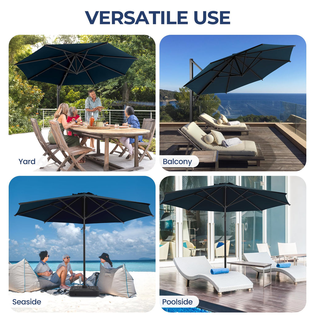SUNVIVI OUTDOOR Outdoor Patio Umbrella, Patio Umbrella, Market Umbrella, Large Outdoor Umbrella, Metal Pole Umbrella with Push Button Tilt and Crank, Polyester Canopy