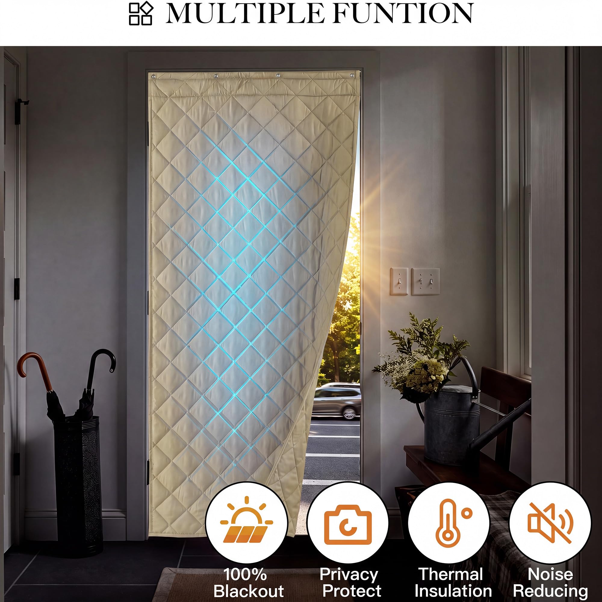 RYB HOME Summer Heat Blocking Thick Quilted Insulated Curtains, Thermal Insulated Curtains Room Divider for Energy Saving Window Treatment for Bedroom Living Room, W32 x L80, Black, 1 Panel