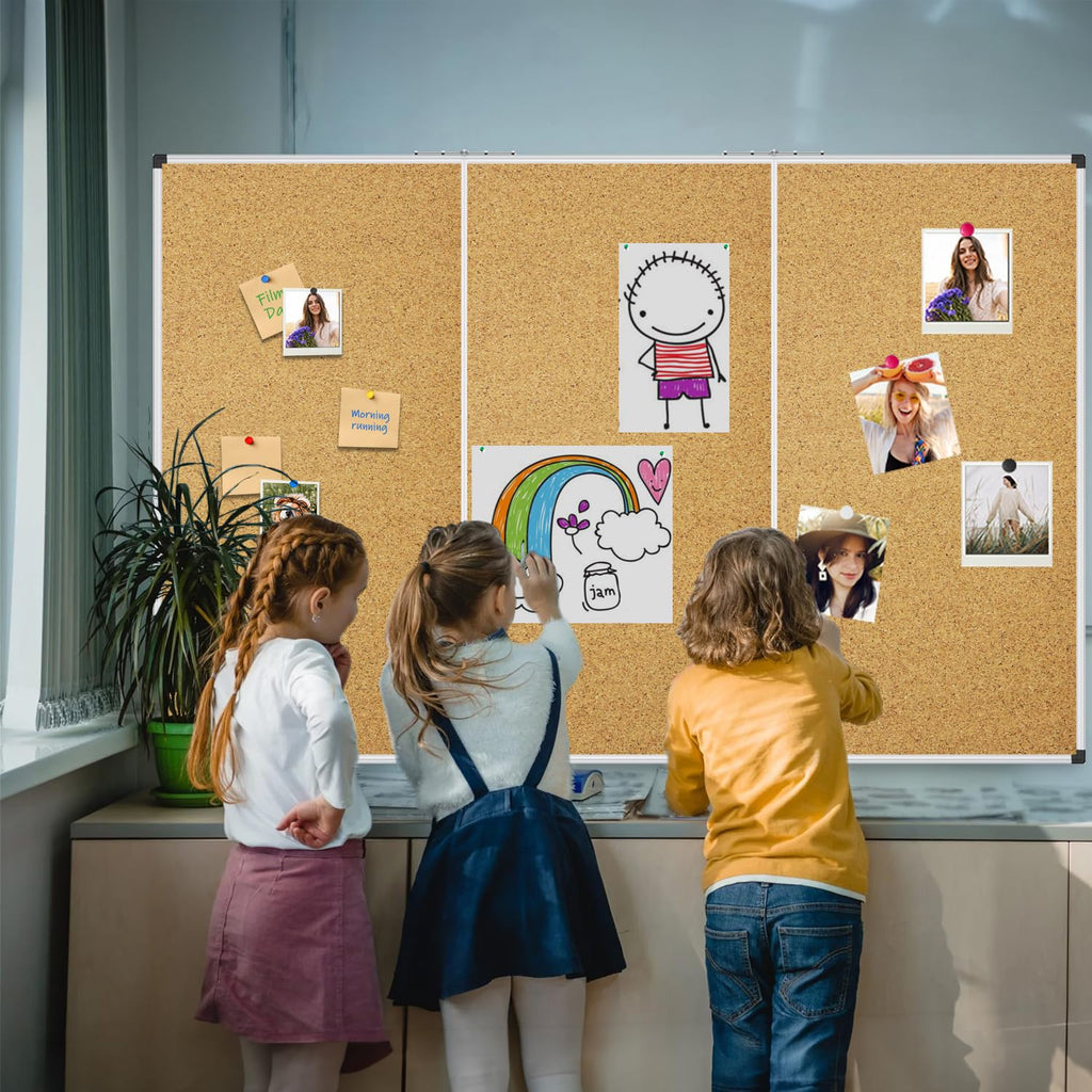 XBoard 24 x 18 Inch Wall-Mounted Office Cork Board, Notice Bulletin Board with Aluminum Frame