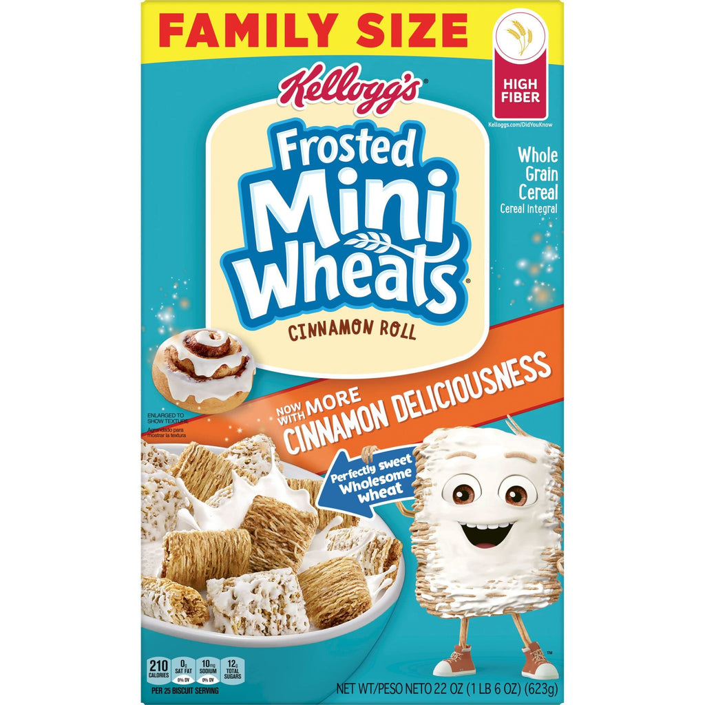 Kellogg's Frosted Mini-Wheats Cold Breakfast Cereal, High-Fiber, Whole Grain, Family Size, Original, 24oz Box (1 Box)