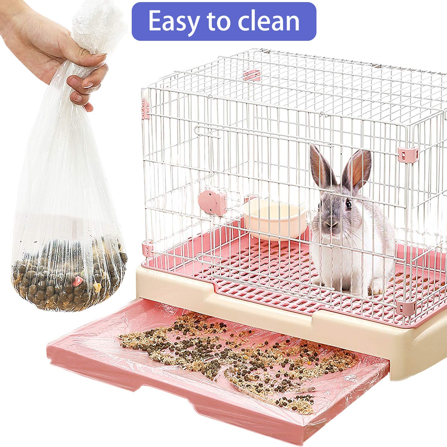 30 pcs Disposable Cage Liners, Clear Plastic Rabbit Cage Liner Bag, Universal Toilet Film for Bunny, Hamster, Totoro, Hedgehog, Guinea Pig and Small Animals(30pcs, 47in)
