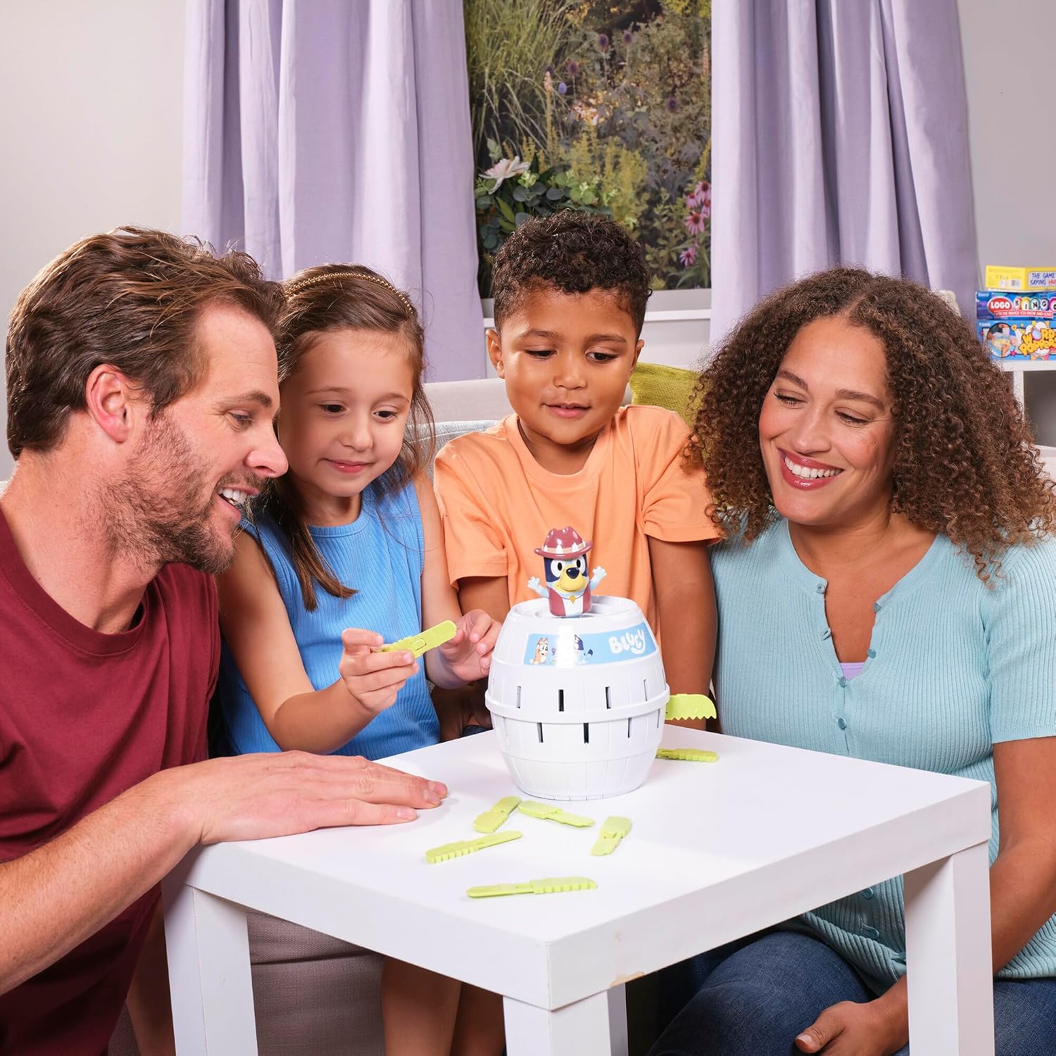 TOMY Pop Up Bluey Kids Game - Family and Preschool Games for Family Game Night - Officially Licensed Bluey Toys - 2-4 Players - Ages 4 Years and Up