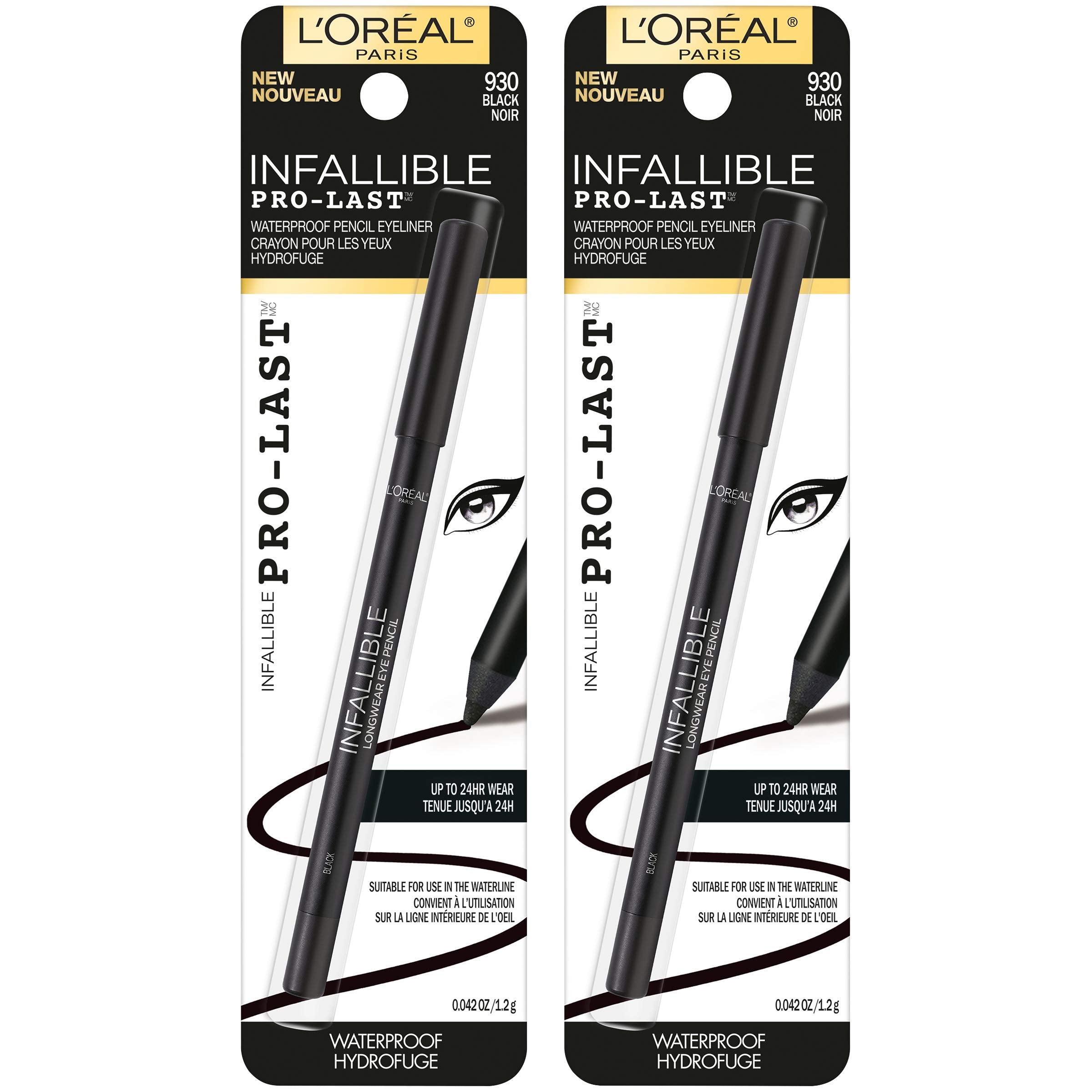 L'Oreal Paris Makeup Infallible Pro-Last Pencil Eyeliner, Waterproof and Smudge-Resistant, Glides on Easily to Create any Look, Aubergine, 0.042 oz.
