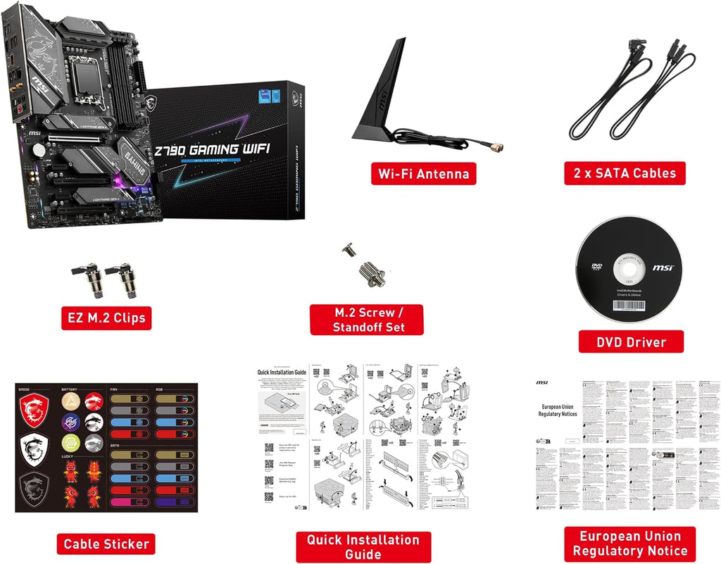 MSI Z790 Gaming Plus WiFi-AMZ Gaming Motherboard (Support 14th/13th/12th Gen Intel Processors, LGA 1700, DDR5, PCIe 5.0, M.2 Slots, 2.5Gbps LAN, USB 3.2 Gen2, Wi-Fi 6E, Bluetooth 5.3, ATX)