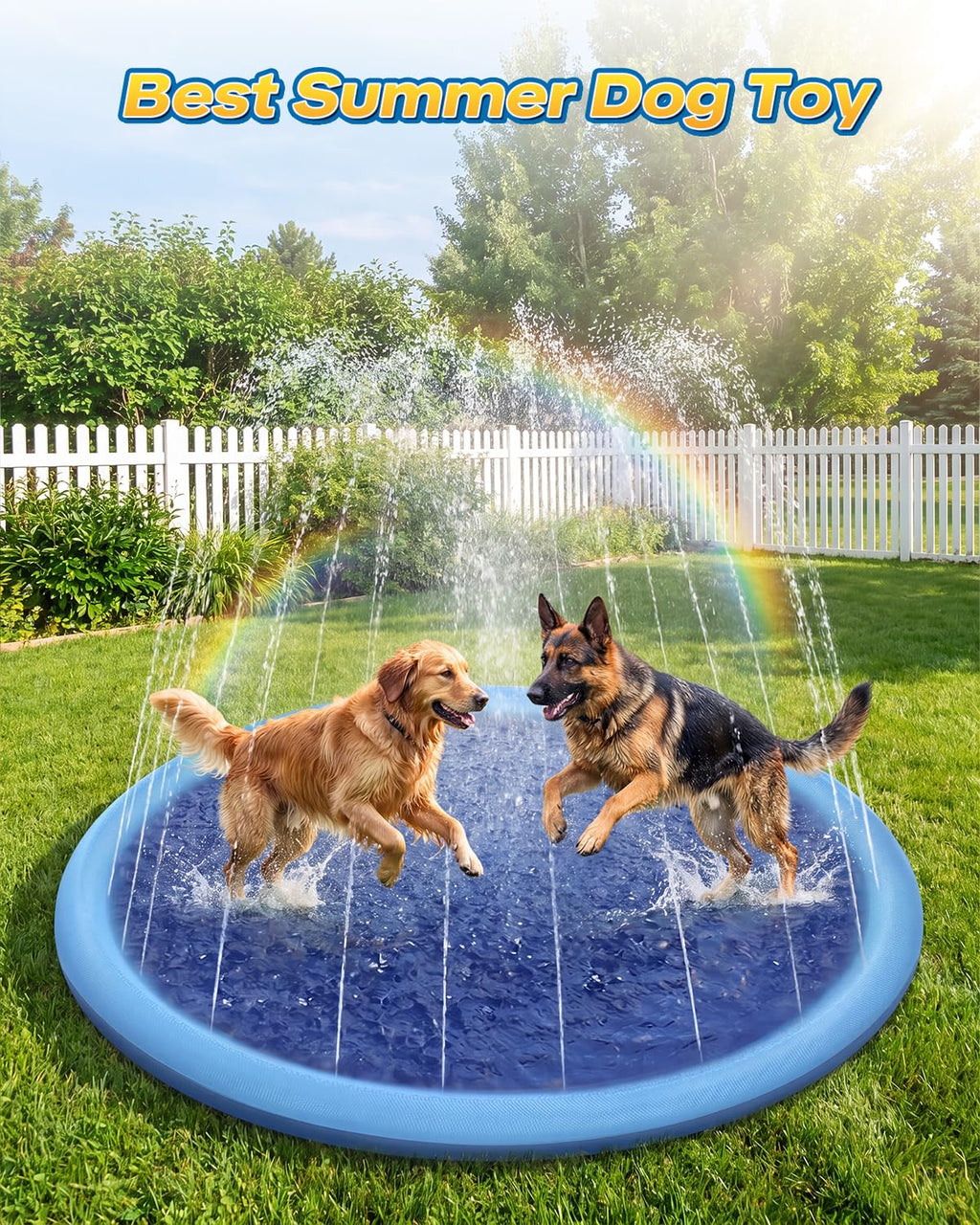 Raxurt Splash Pad, Non-Slip Thicken Splash Pad for Kids Ages 4-8 Toddler Baby Splash Sprinkler Pad Dog Pool Summer Outdoor Water Toys for Boys Girls, 59'' Blue