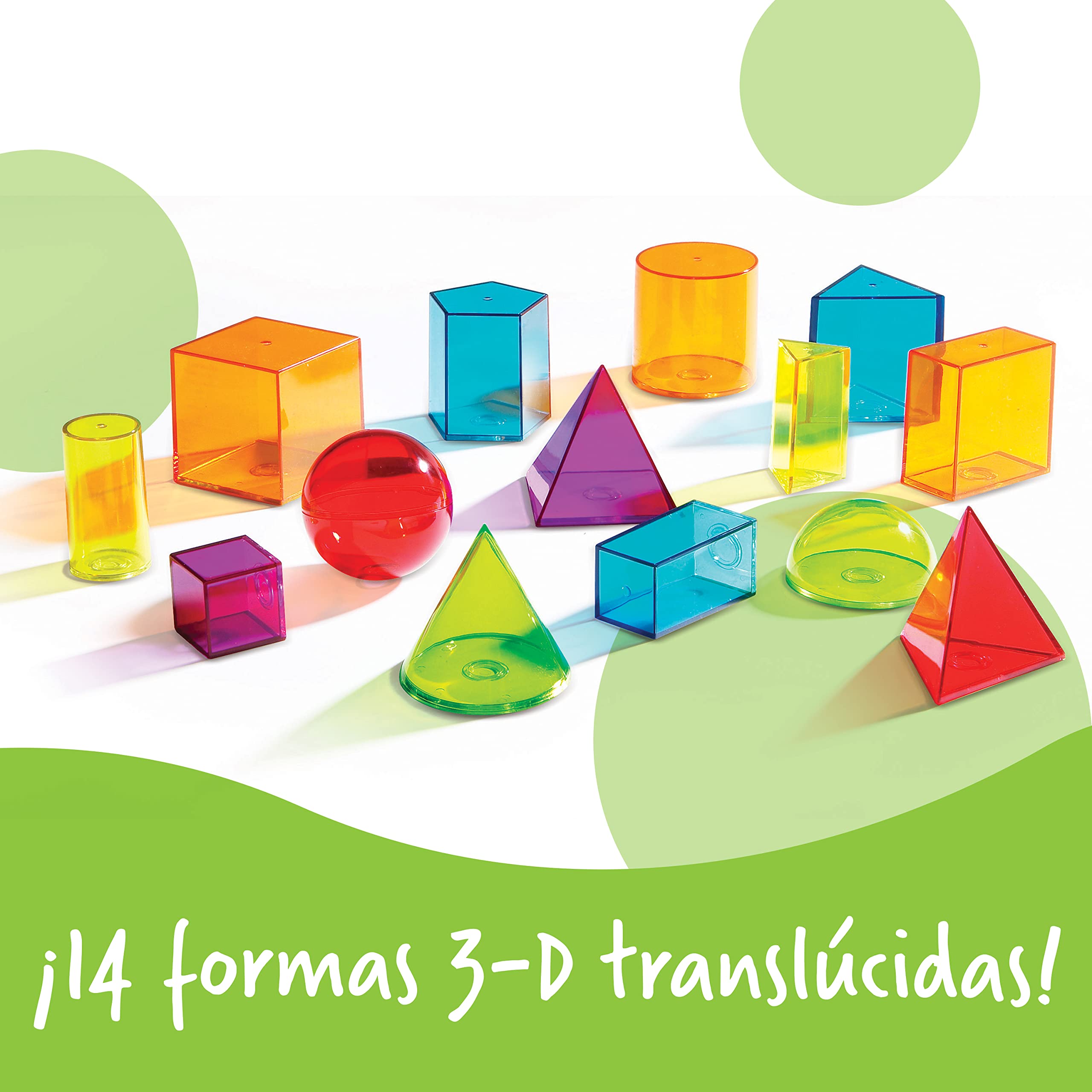 Learning Resources View-Thru Geometric Solids - Classroom Must Haves, Teacher Supplies, Geometry Set, Pattern Blocks, Homeschool, 3d School Shapes For Teaching, Math Manipulatives Essentials