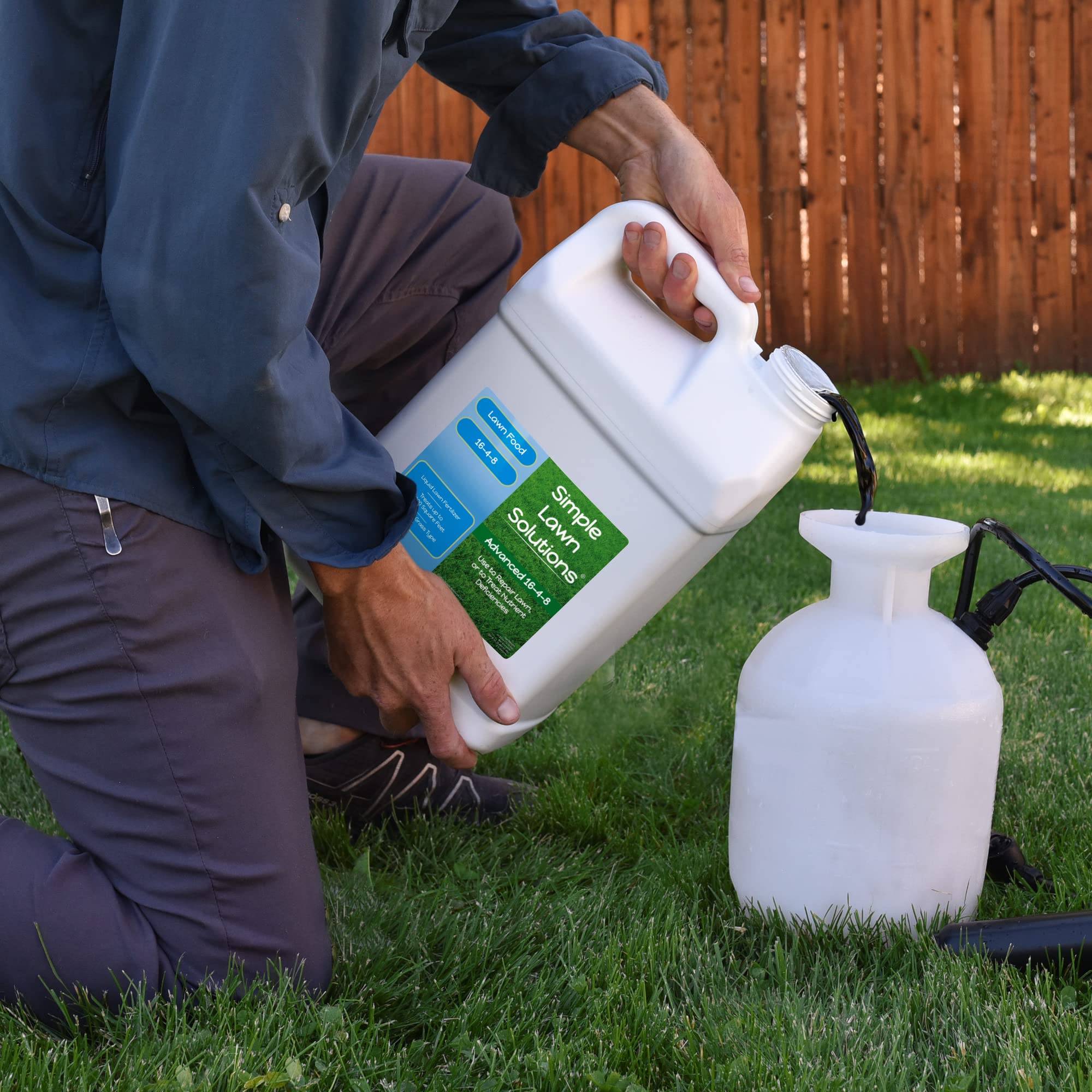 Advanced 16-4-8 Lawn Fertilizer - Liquid Lawn Food Spring & Summer Concentrated Spray - Any Grass Type- Fish and Seaweed Kelp- Balanced NPK - Simple Lawn Solutions (1 Gallon)