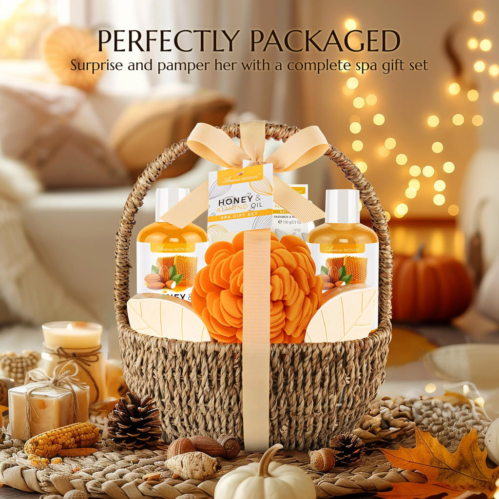 Spa Gift Baskets - Coconut Vanilla Bath Gift Set for Women, Relaxing Spa Kit with Bath Bombs, Body Lotion and Body Scrub, Birthday Gifts for Women, Christmas Spa Gifts for Mom