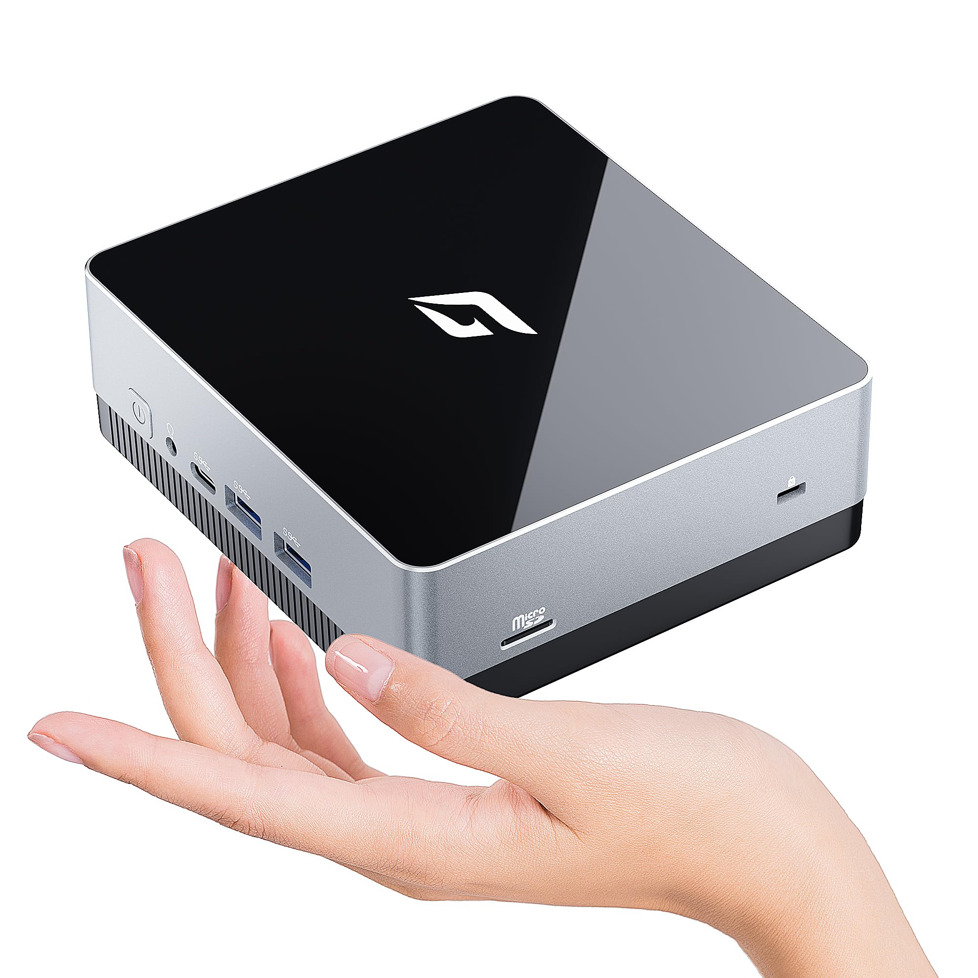 CyberGeek Nano J1 Linux Mini PC, Intel N5095A Quad-Core, 4GB RAM, 128GB PCIe SSD, 4K Dual Display, WiFi, Type-C, RJ45, VESA, Ubuntu OS
