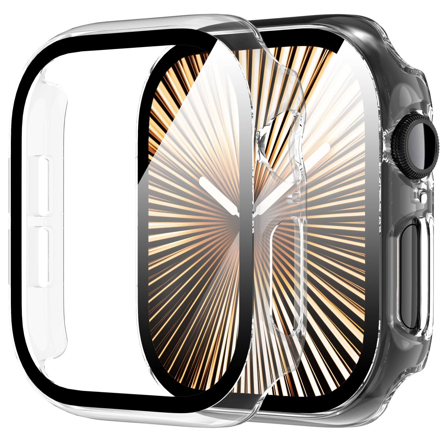 Diruite 2-Pack for Apple Watch Series 3/2/1 38mm Case, Ultra-Thin All-Around Tempered Glass Screen Protector Protection Cover for iWatch 38mm - Black