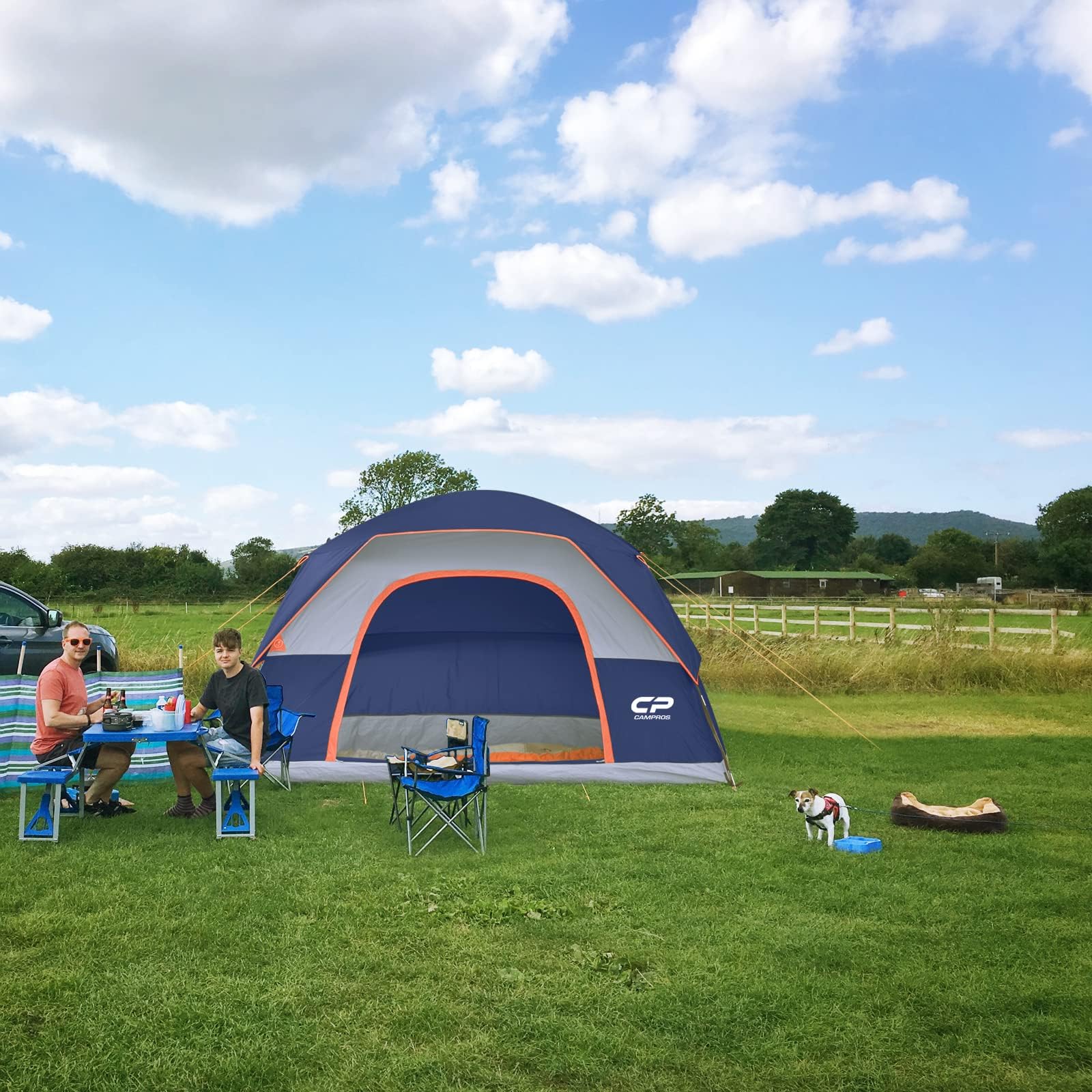CAMPROS CP Camping Tent 2/4/6 Person, Waterproof Windproof Double Layer Dome Tent, Easy Setup with Large Mesh Windows & Wide Door for Outdoor Camping Backyard