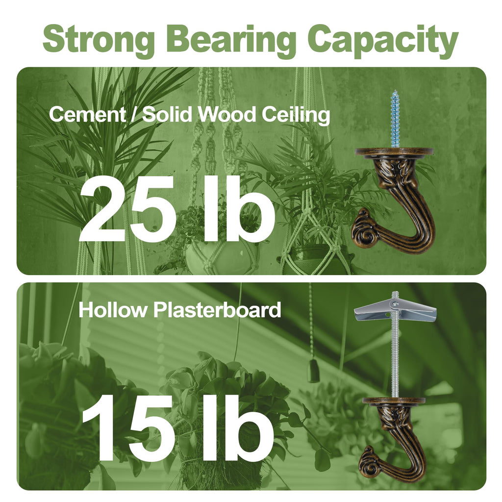 Aidoclip Ceiling Swag Hook Sets - Heavy Duty Hooks with Mounting Hardware for Hanging Plant, Ceiling or Extender Chains - Easy Install with Screws/Brackets (10 pcs - Black)