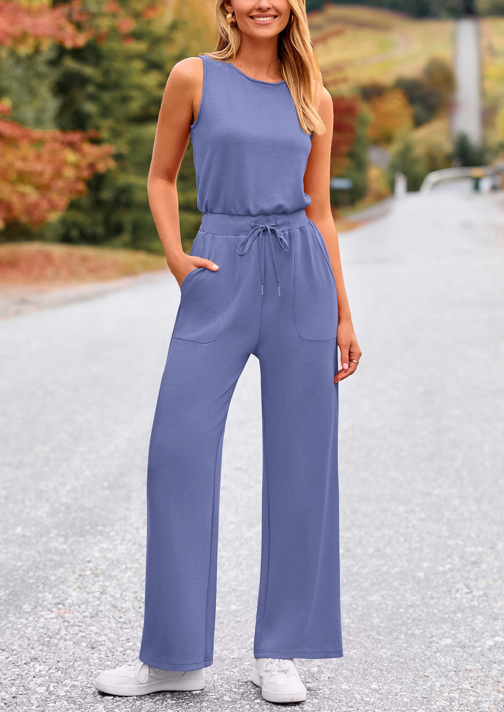 PRETTYGARDEN Jumpsuits for Women Casual 2026 Summer Sleeveless Wide Leg Pants Rompers One Piece Beach Vacation Spring Outfits