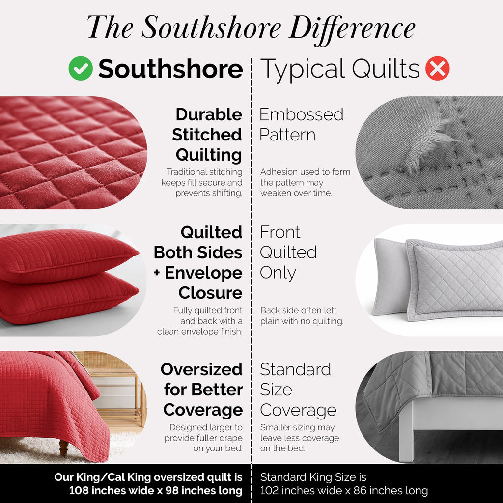 Southshore Fine Living, Inc. XL Twin Quilt Set, Microfiber Quilted Bedspread, White Bedding Twin Coverlet w/Pillow Sham, Pet Hair Resistant Bedding Coverlet Set, Quilted Coverlet, Bright White Quilt