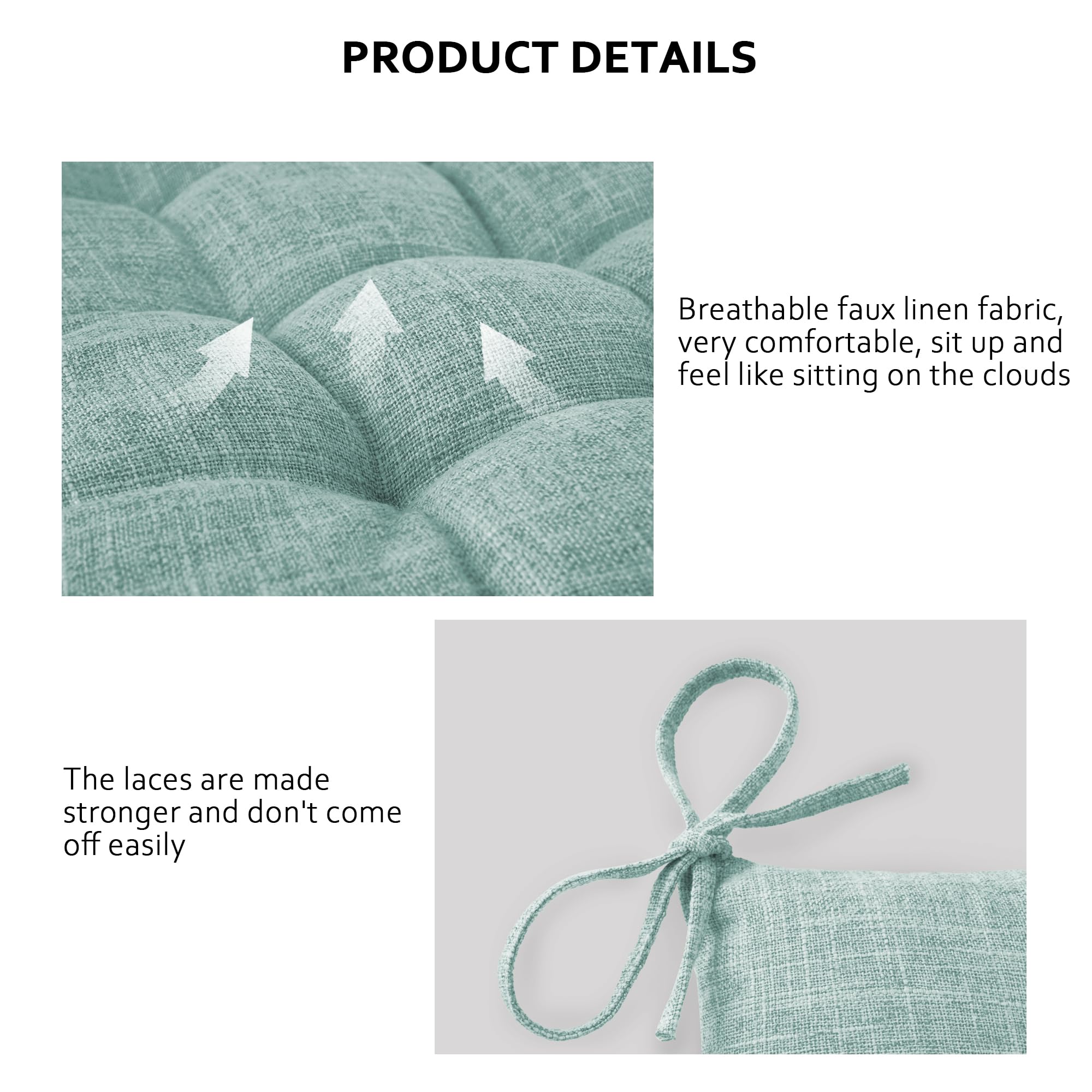 ELFJOY Rocking Chair Cushion Large Rocking Chair Pads with Ties Premium Tufted High Back and Seat Cushion 2 Piece Set Black