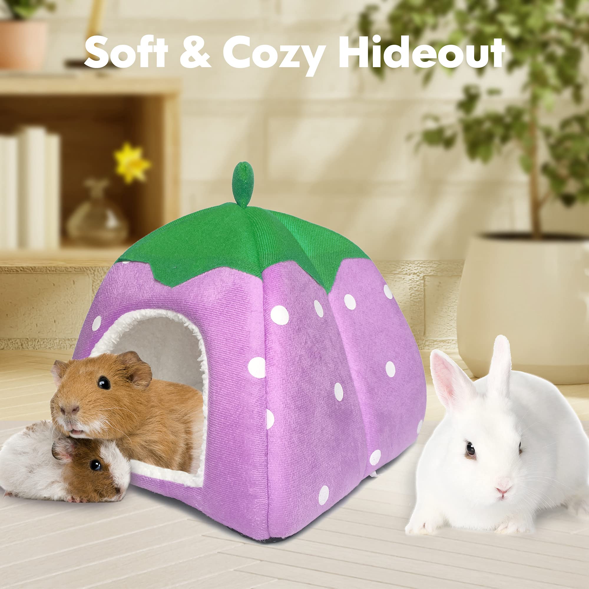 Guinea Pig Hideout Bed Dwarf Rabbit House Cave Accessories Cozy Hide-Out for Little Bunny Hedgehog Ferret Chinchilla&Other Small Animals