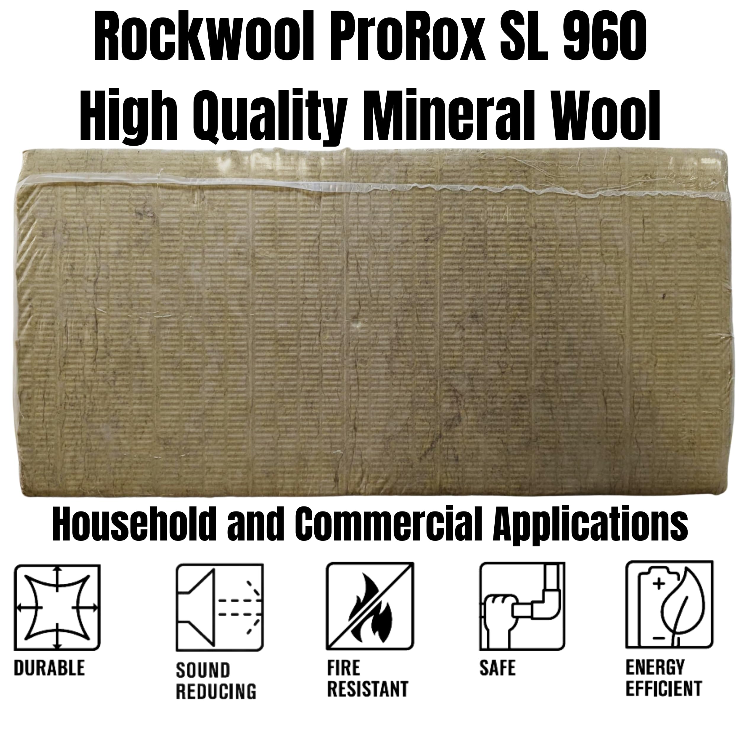 10 pk 24" x 48" x 1" Rockwool ProRox Mineral Wool, Replaces Owens Corning Thermafiber, BMW142-10PK