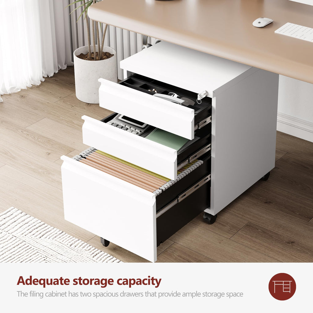 RAVIGIN 4 Drawer File Cabinet with Lock,Vertical Filing Cabinet for Home Office,Metal File Cabinets with Lock,Storage Files for A4/ Legal/Letter, Require Assembly, (Black)