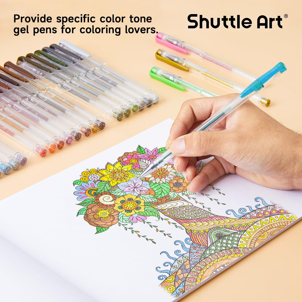 Shuttle Art Pastel Gel Pens, 24 Pastel Milky Colors Gel Pen for Black Paper, Adults Coloring Books Drawing Doodling Crafts Scrapbooking Journaling