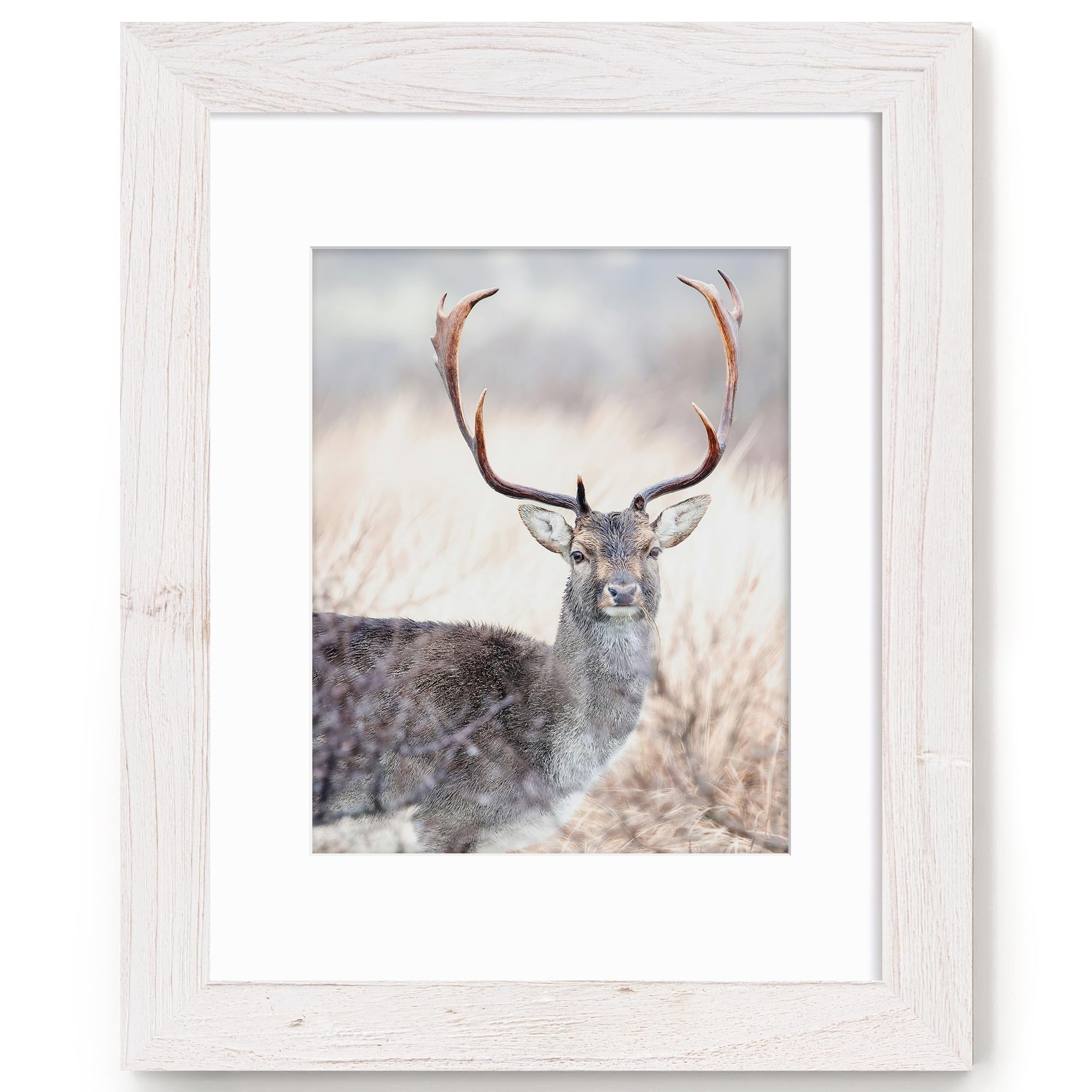 Fun Memories 5x7 Picture Frame with Mat for 4x6 Photo, Solid Elm Wood & Tempered Glass, Rustic Wall & Tabletop Display Frame, Grey, 1 Pack