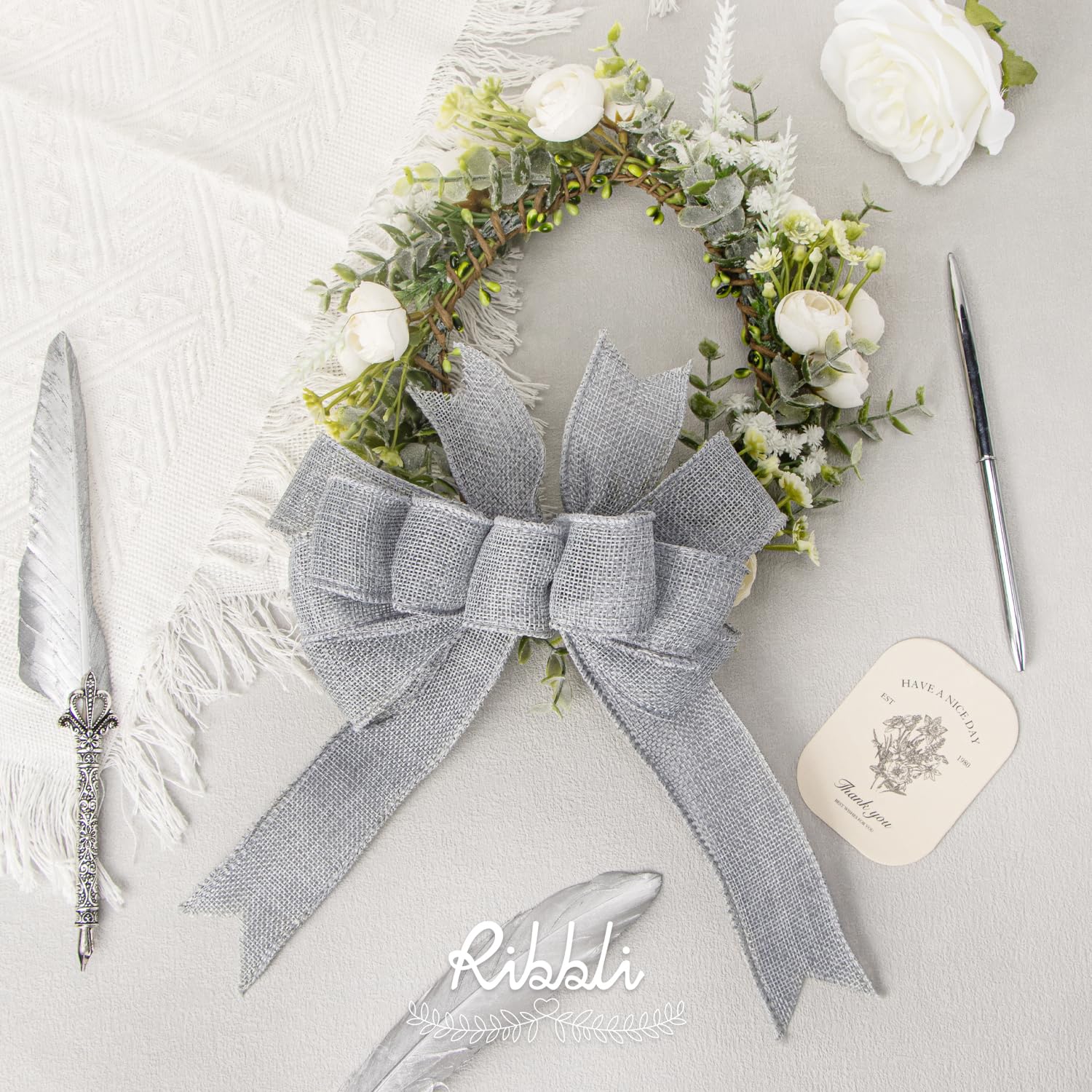 Ribbli Cinta con alambre de arpillera verde manzana, 1-1/2 pulgadas x 10 yardas, cinta con borde con alambre para lazo grande, corona, decoración de árbol, decoración al aire libre