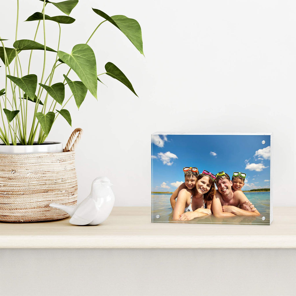 Americanflat 3.5x5 Acrylic Picture Frame - Double Sided Frames with Magnetic Corners - Transparent Acrylic Frames for Desk or Tabletop Display - 3.5x5 Picture Frame with Microfiber Cloth Included