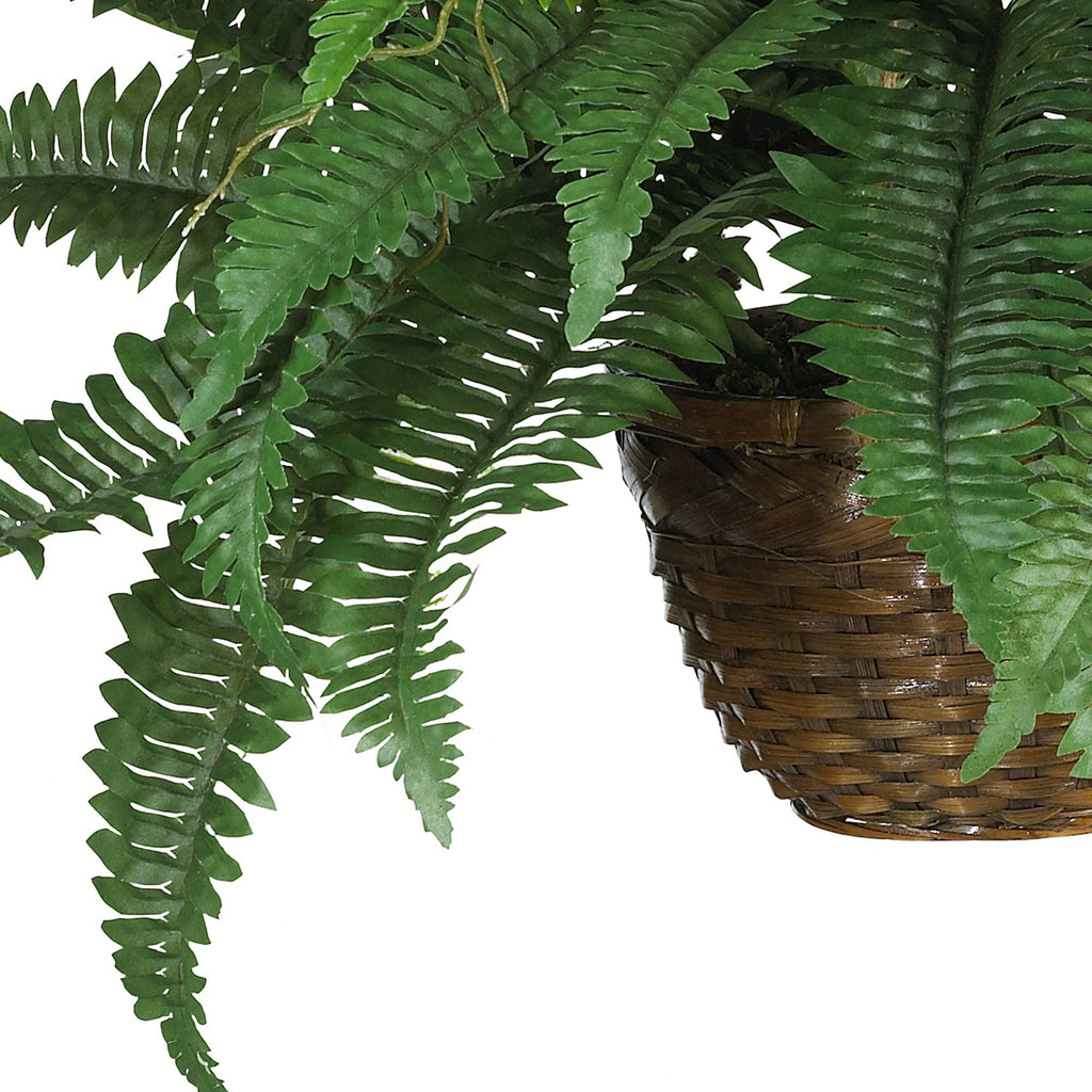 Nearly Natural 6599 18in. Boston Fern Artificial Plant in Hanging Basket, Green,29" x 29" x 18"