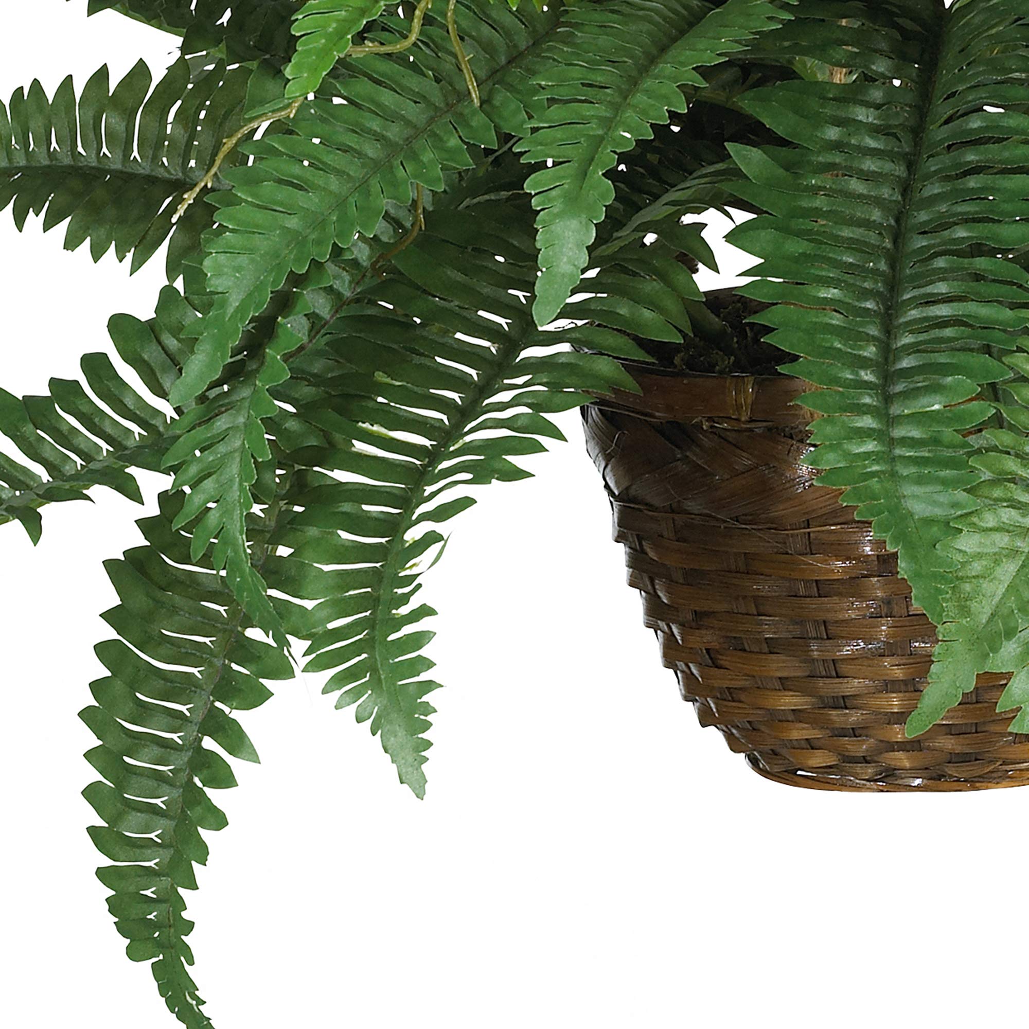 Nearly Natural 6599 18in. Boston Fern Artificial Plant in Hanging Basket, Green,29" x 29" x 18"