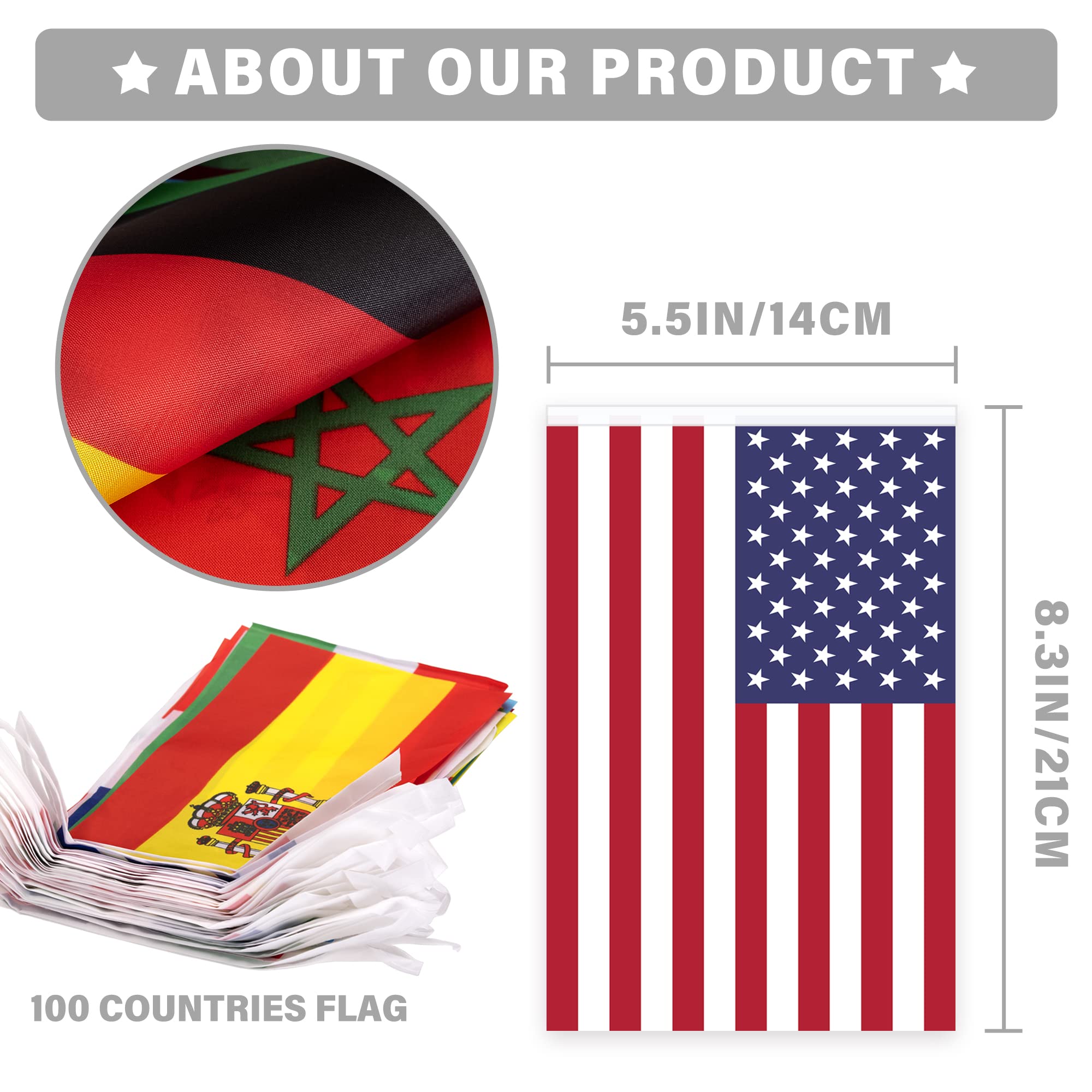 100 Countries String Flag, 82 ft International Flags Bunting Banner, World Flag Banner Decoration for World Cup Party, School, Sports Game Events, Grand Opening, Classroom