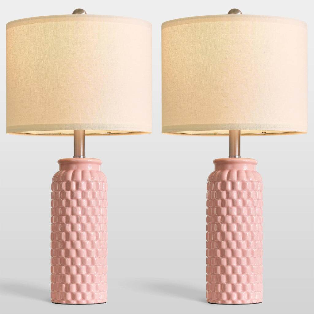 USumkky 20.5" Gold Modern Ceramic Bedside Lamp Set of 2 for Bedroom Decor Farmhouse Table Lamp for Living Room Office Dorm