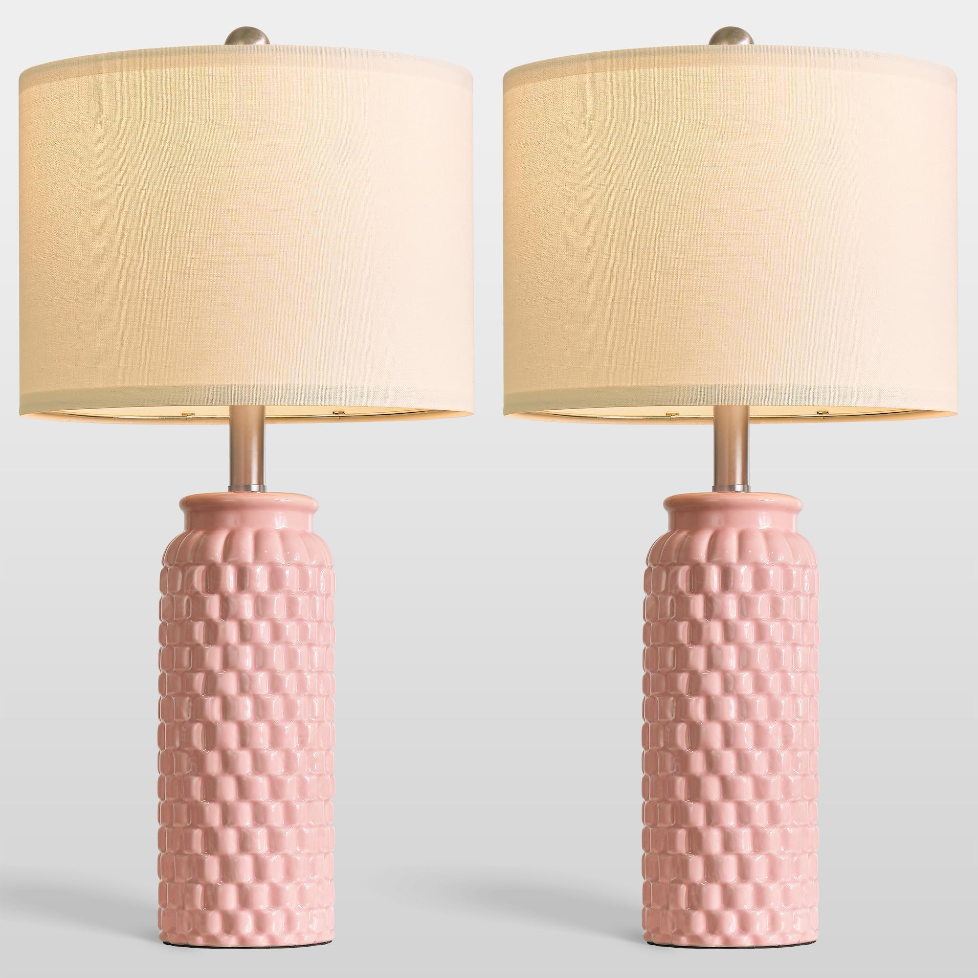 USumkky 20.5" Gold Modern Ceramic Bedside Lamp Set of 2 for Bedroom Decor Farmhouse Table Lamp for Living Room Office Dorm