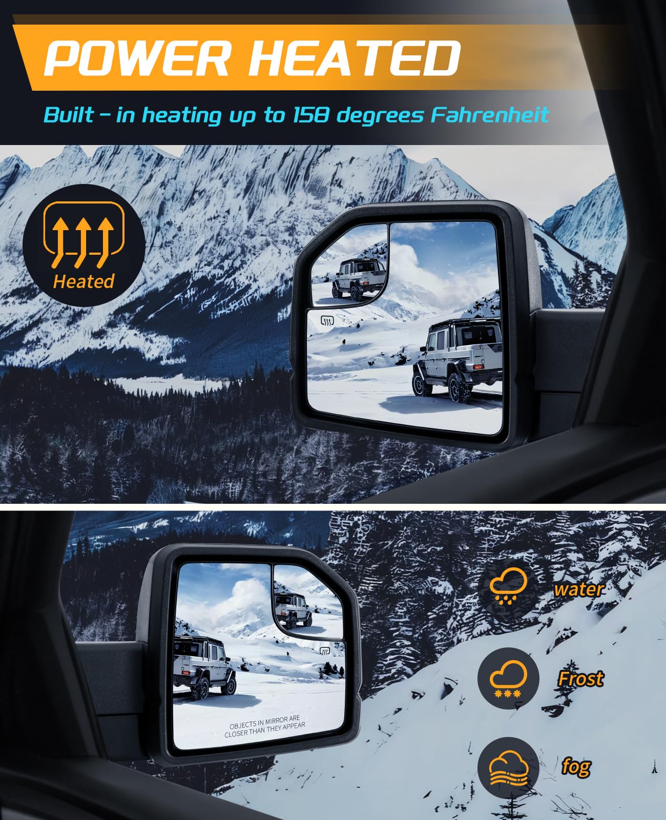 For Ford F150 Side Mirror Replacement Fits F150 Left Driver Side Mirror | Fits Ford F150 2015 2016 2017 2018 2019 2020 Side View Mirror | 6 PINS | FO1320556 | w/Heated Turn Signal Light