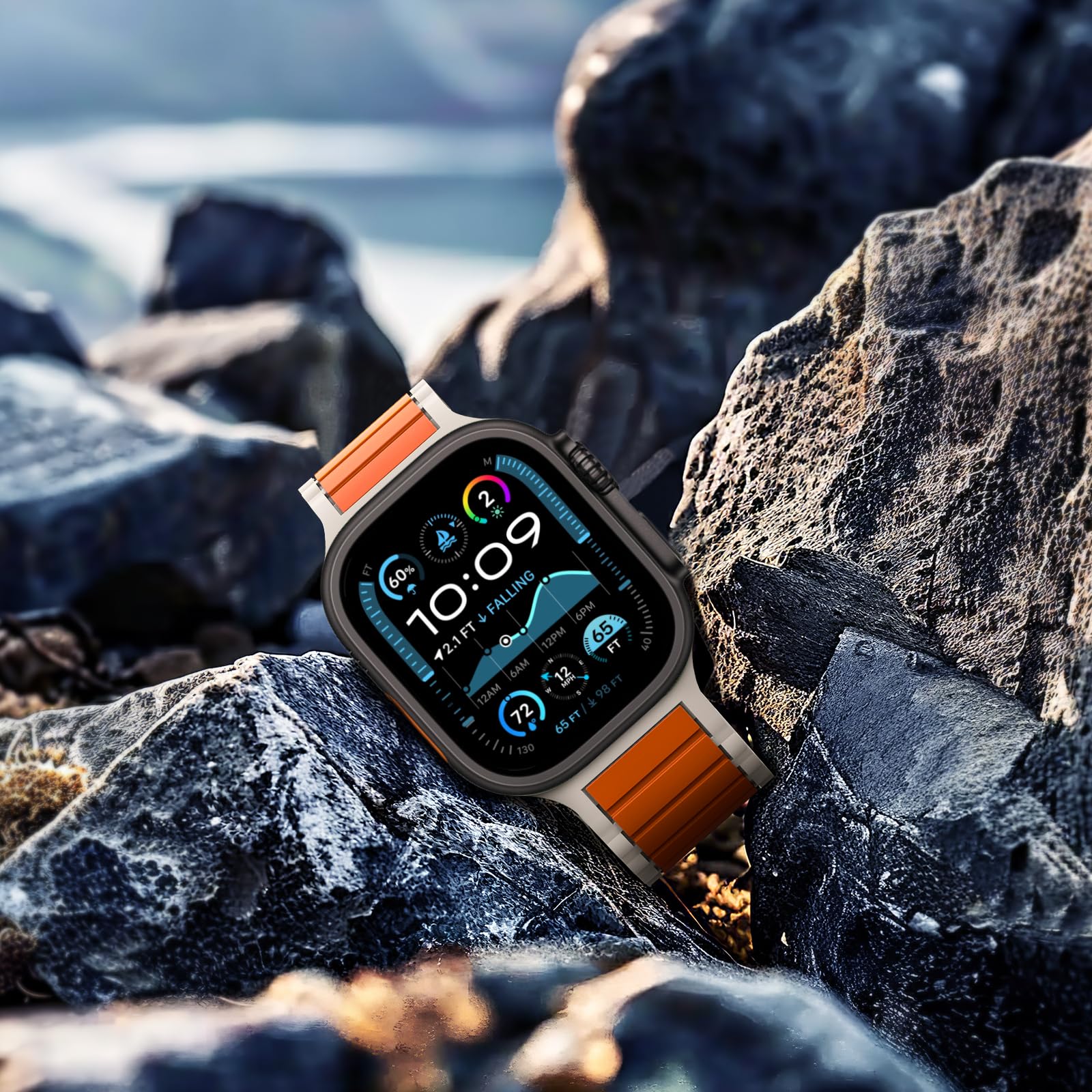 THWALK Magnetic Link Solo Loop Sport Silicone Bands Compatible with Apple Watch Ultra 3/2/1 49mm, Series 11/10 46/42mm, 9/8/7 45/41mm, SE 6/5/4 44/40mm, 3/2/1 42/38mm for Women Men