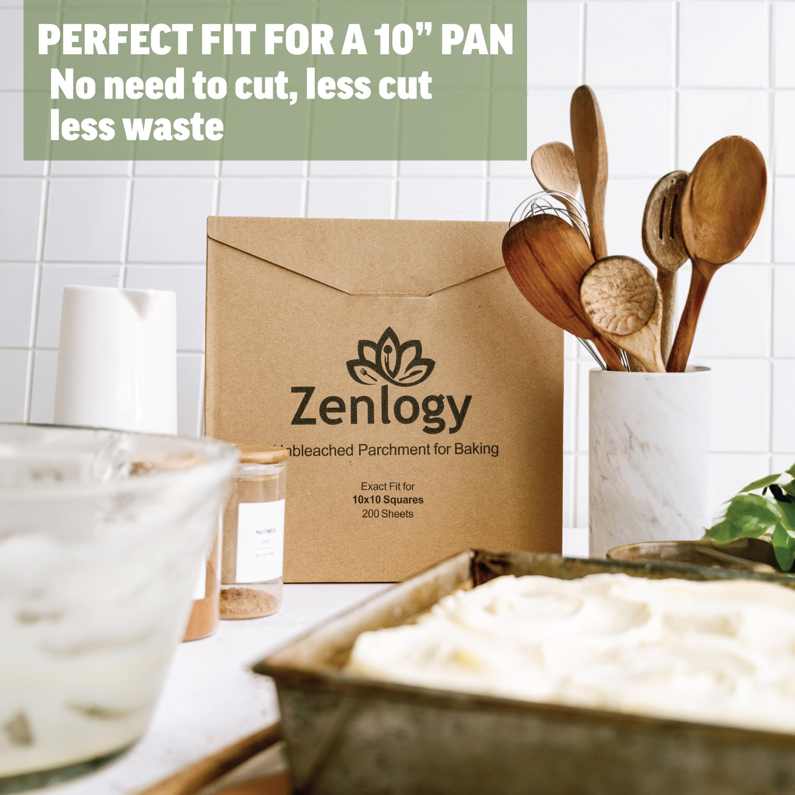 Zenlogy 6x6 Parchment Paper Squares (200 sheets) - Unbleached, Non-stick, Pre-cut Parchment Paper Ideal for Candy Wrappers, Dessert Paper Liners, Freezing and Storing, Separating, and Diamond Painting