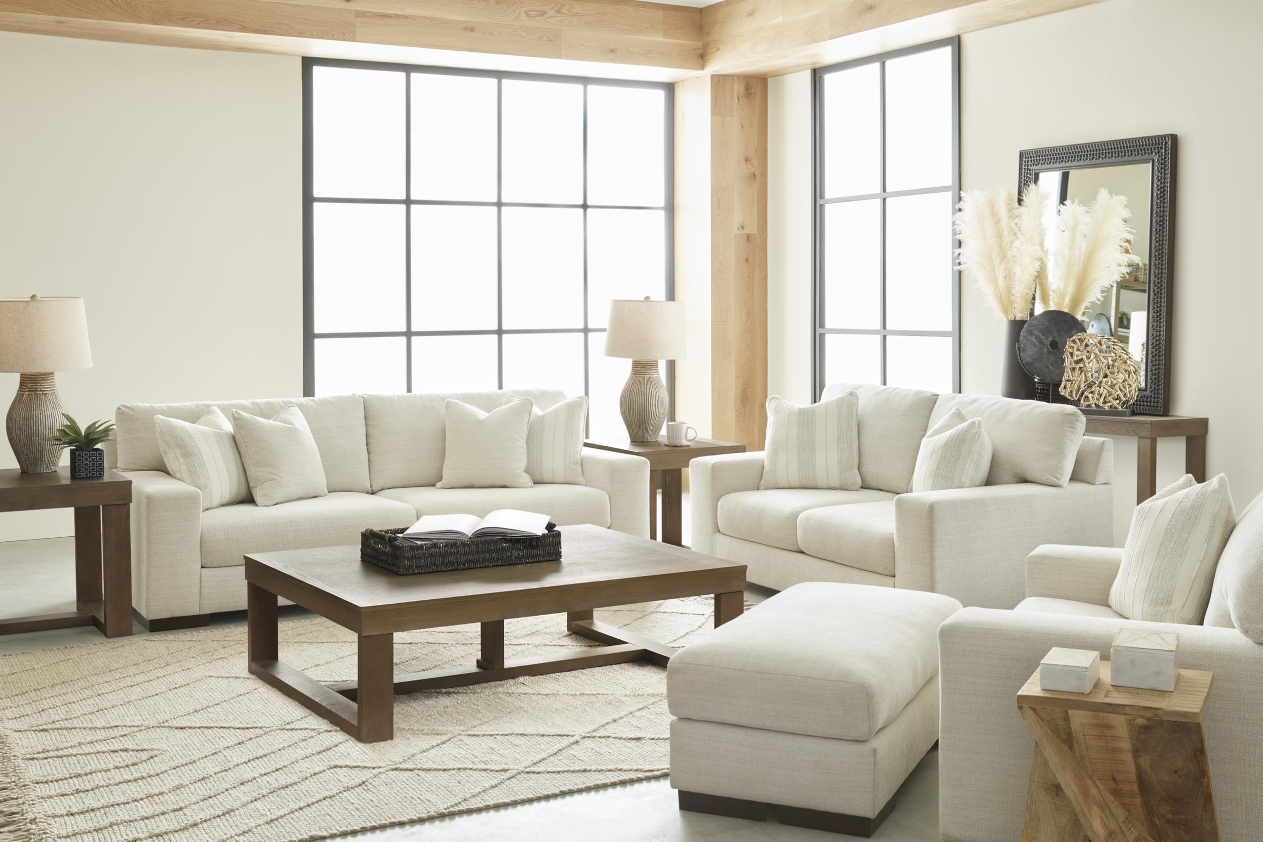 Signature Design by Ashley Bolsena Contemporary Leather Match Loveseat, Dark Brown