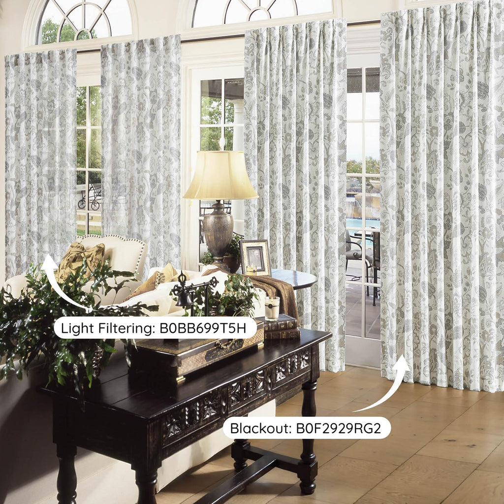 Kayne Studio Pinch Pleated Full Blackout Window Curtain Panels Botanical Floral Boho Leaf Print Country Farmhouse GreenYellow Room Darkening Thermal Insulated Window Treatment Bedroom,40"x84",2 Panels