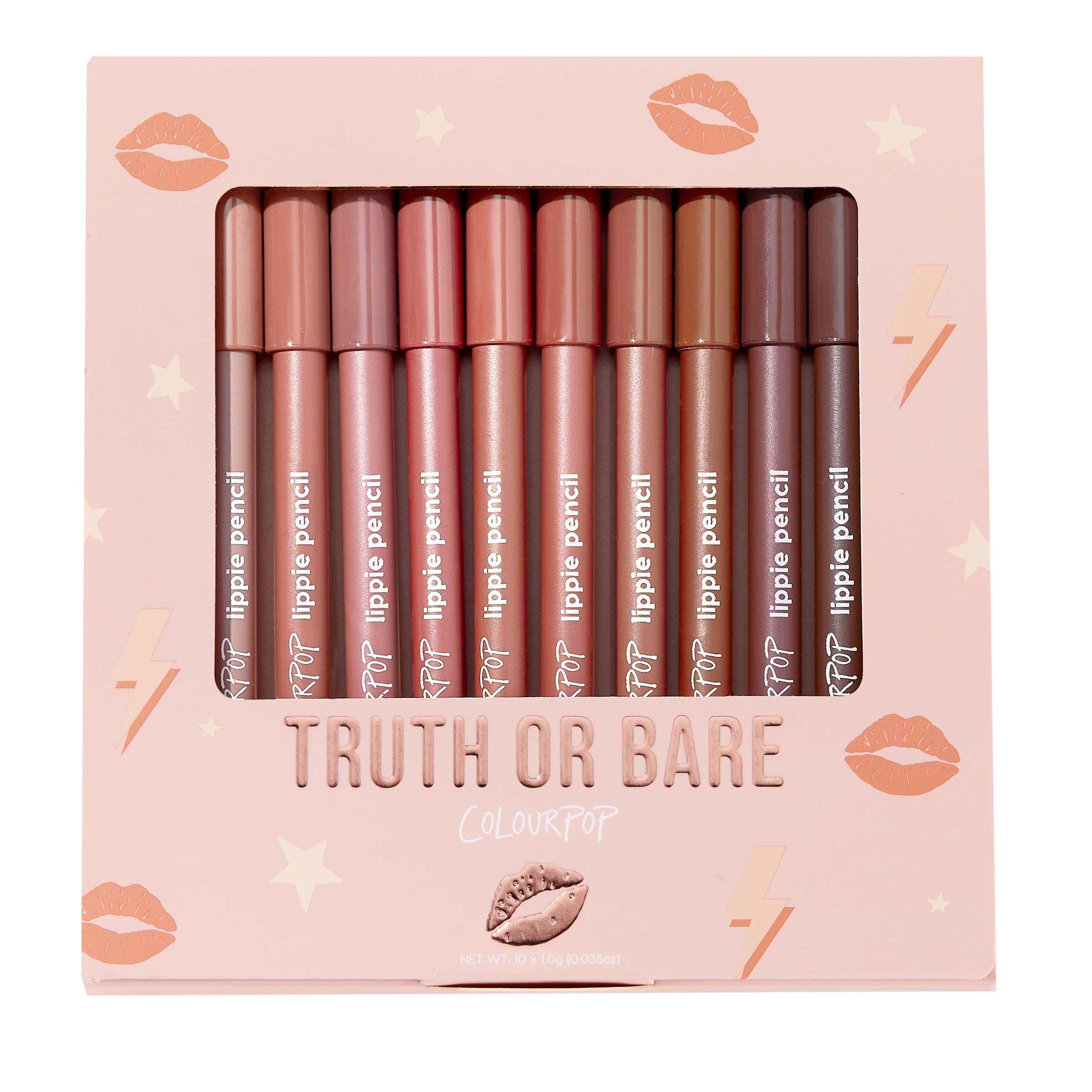 ColourPop Lil Box of Lippie Pencils Makeup Kit - 10-Piece Vegan Lip Liner Set with Creamy, Long-Wearing Formula - Includes New Shades to Deliver Bold, High-Impact Color (3.05 oz)