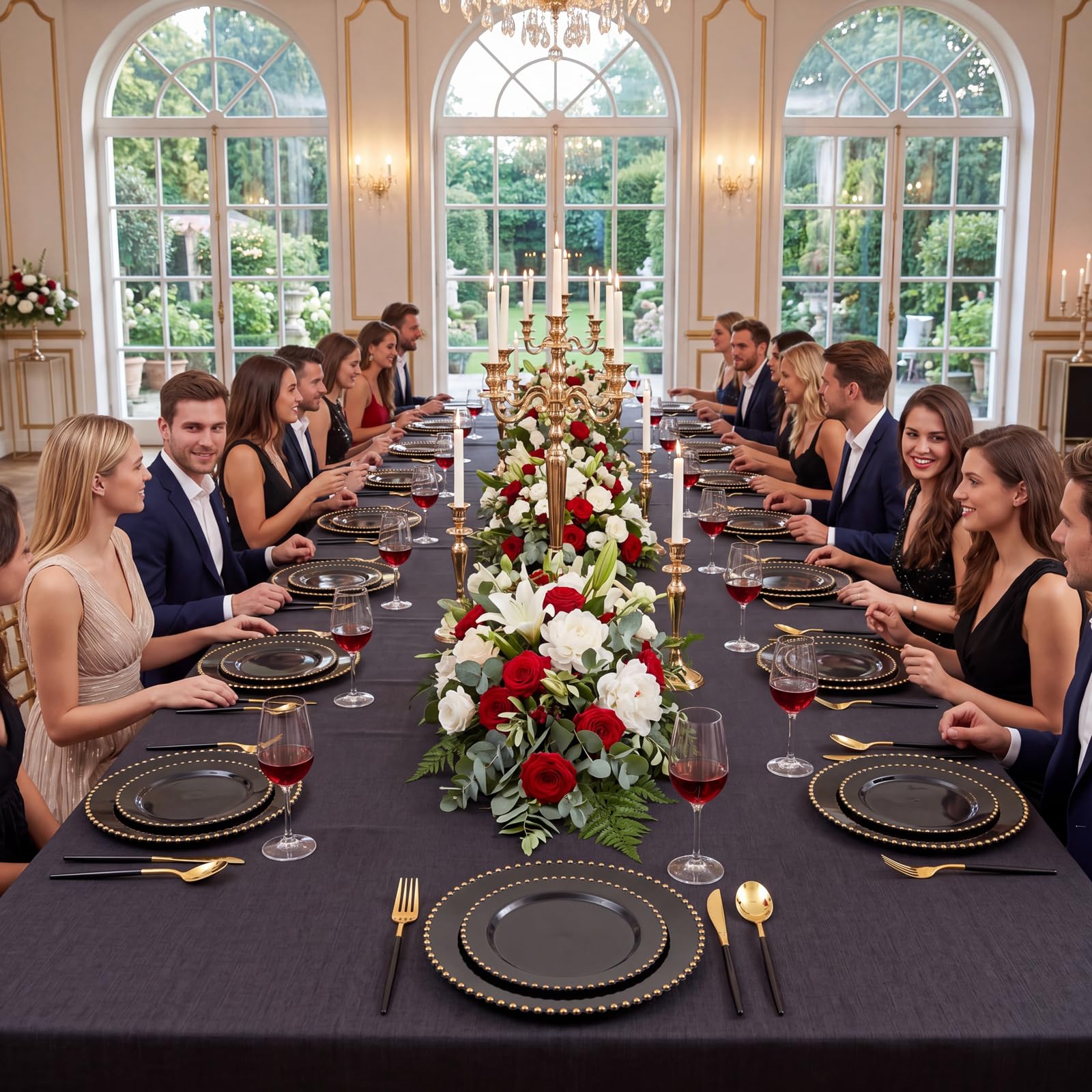 Supernal 102 Pcs Black and Gold Plastic Silverware Set,Heavy Duty Gold Disposable Cutlery for 34 Guests (34 Forks,34 Spoons,34 Knives),Elegant Plastic Flatware for Weddings,Parties & Upscale Events