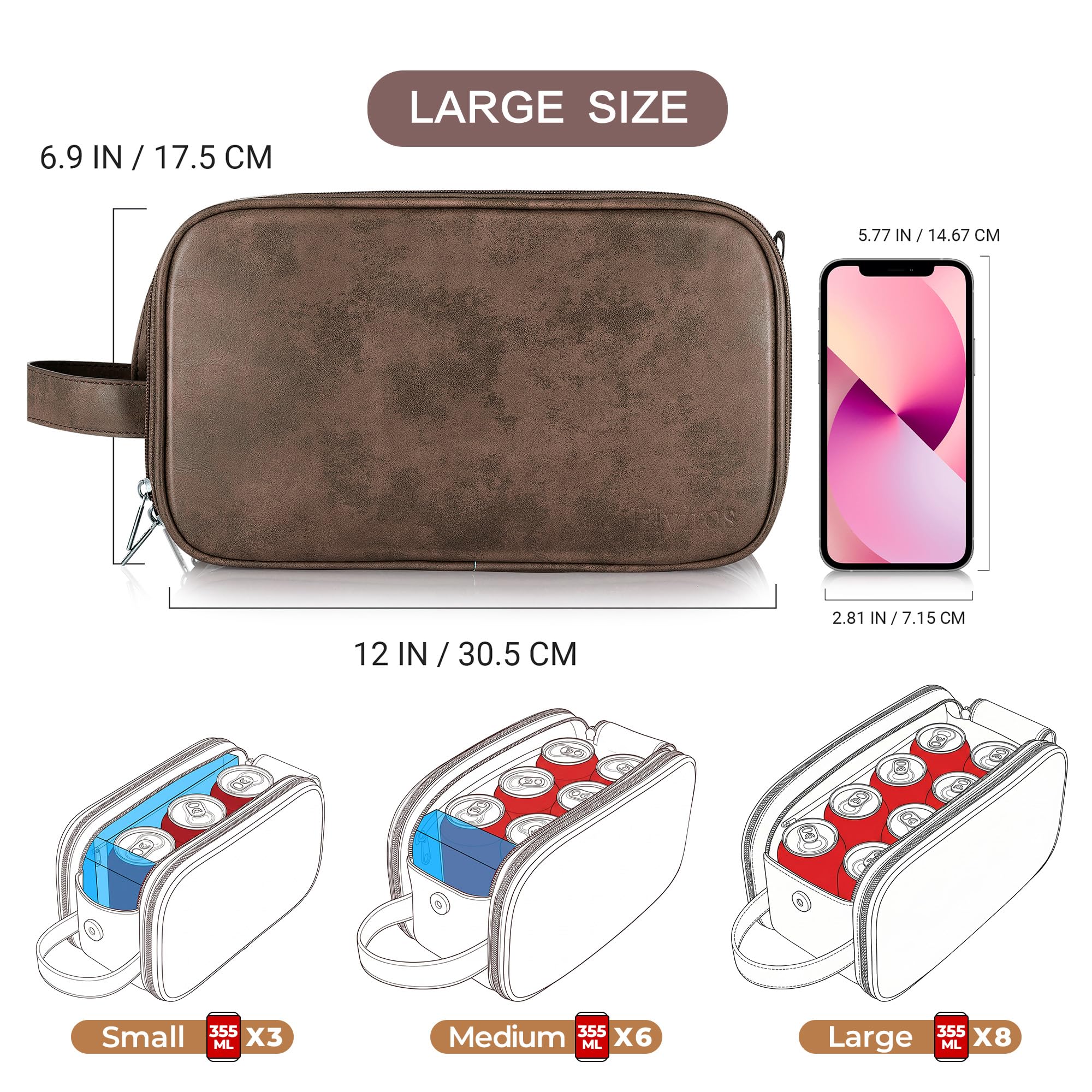 Elviros Travel Toiletry Bag for Men, Shaving Dopp Kit Water-resistant Bathroom Small Toiletries Organizer PU Leather Cosmetic Bags