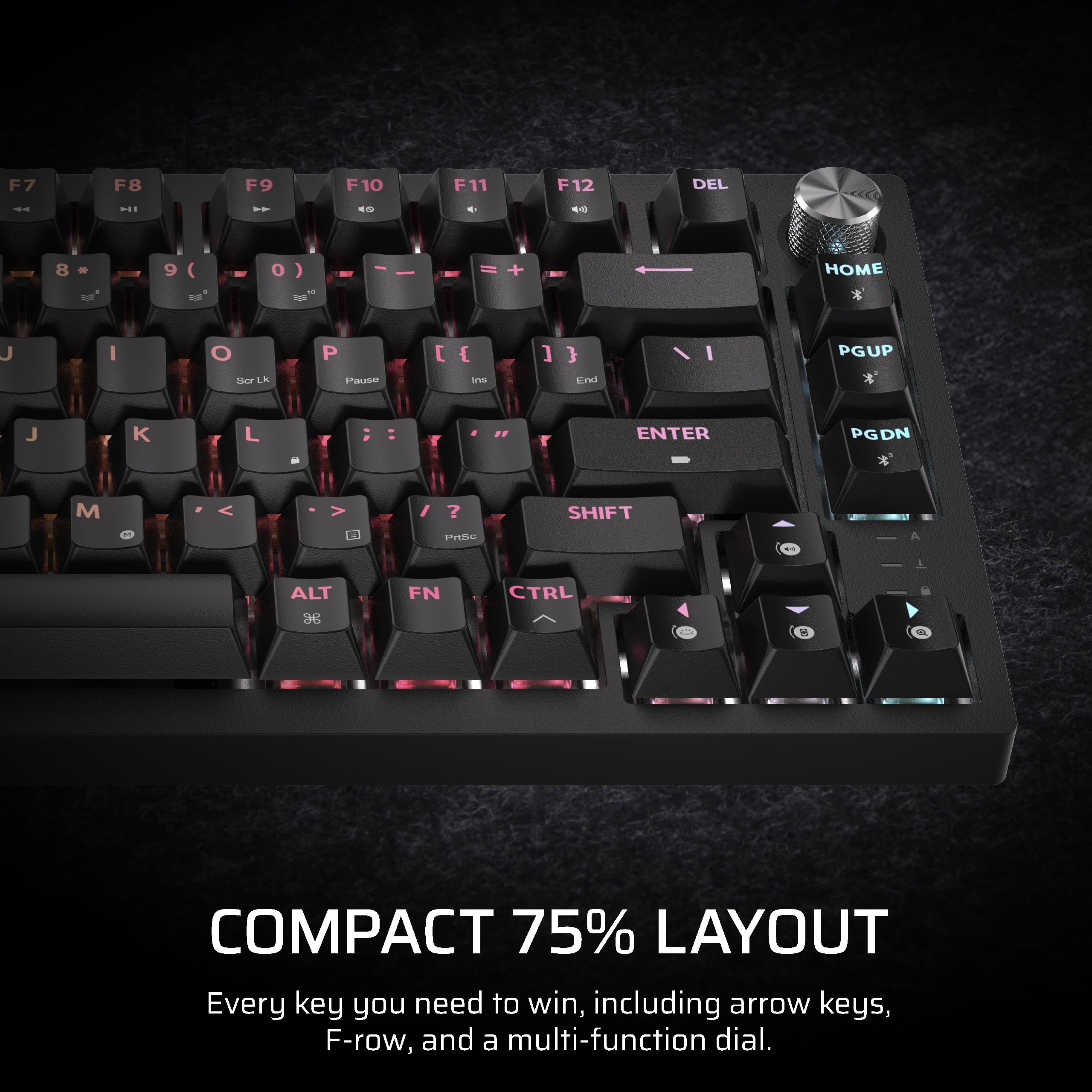 Corsair K65 Plus Wireless 75% RGB Mechanical Gaming Keyboard – Pre-Lubricated MLX Red Linear Switches – PBT Dye-Sub Keycaps – PC, Mac, PS5, PS4, Xbox, iPad – QWERTY NA – Black/Gray