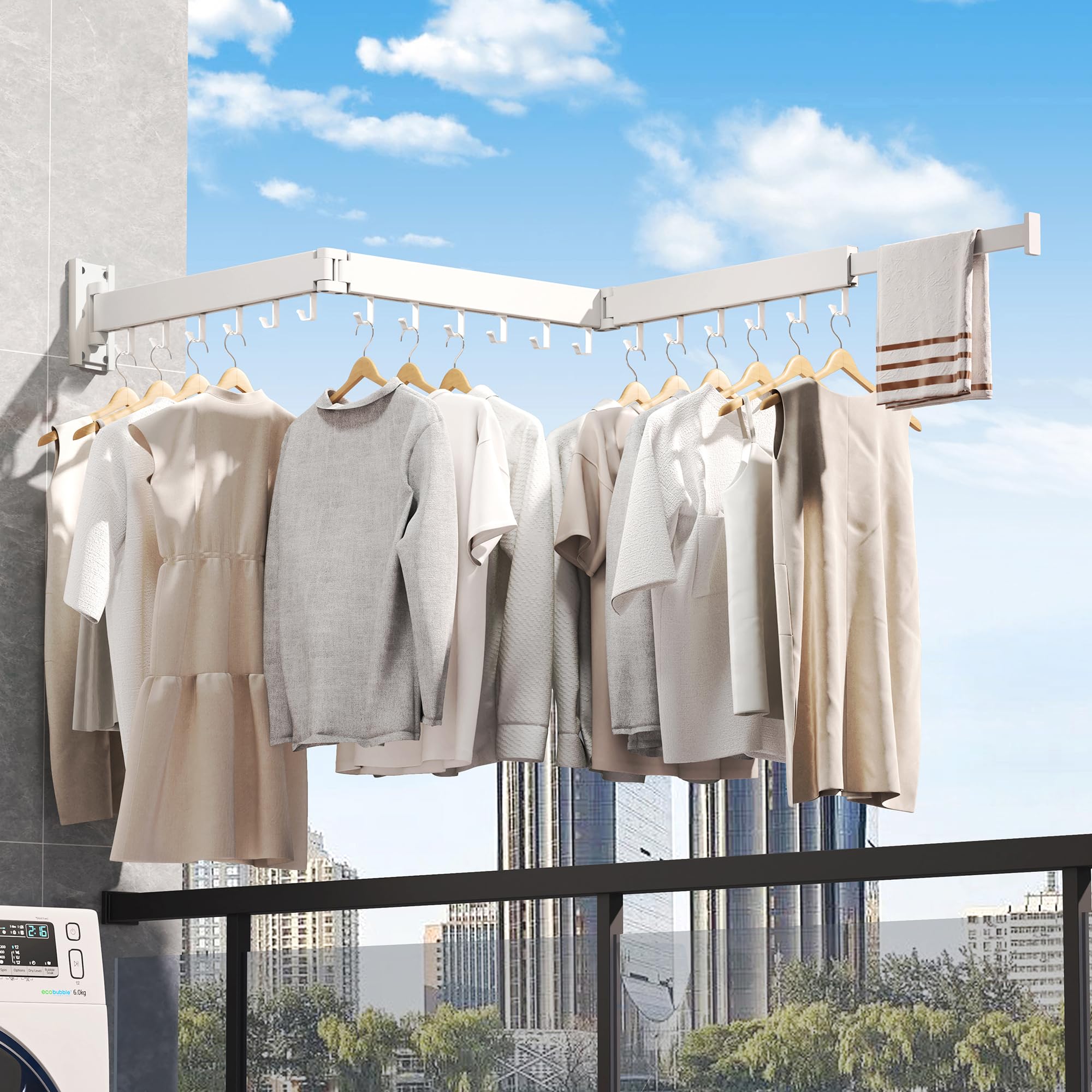 BOQORAD Clothes Drying Rack,Drying Rack Clothing,Luandry Drying Rack,Clothes Hanger Rack,Wall Mounted Luandry Rack,Folding Retractable,Frosted Stone Black Classic,ms-01