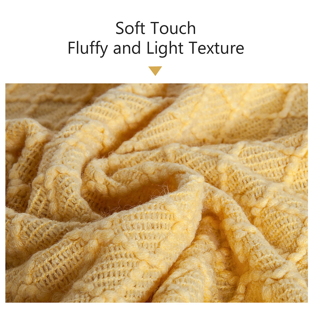 NTBAY Acrylic Knitted Throw Blanket, Lightweight and Soft Cozy Decorative Woven Blanket with Tassels for Travel, Couch, Bed, Sofa, 51x67 Inches, Grey Wave