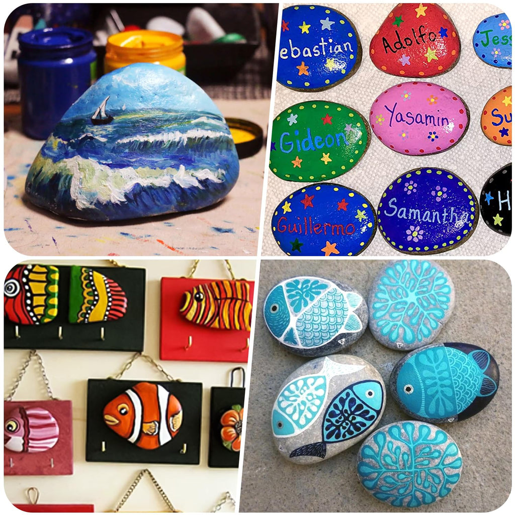 River Rocks for Painting 10 Pcs Large 2-3 Inch Flat Smooth Painting Stones Craft Rock to Paint for Kids Crafts Painting Bulk