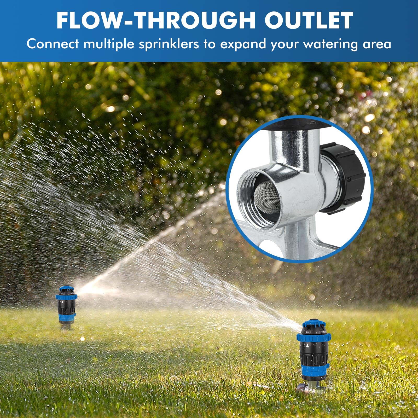 RESTMO Gear Drive Sprinkler with Metal Spike Base, 5-Pattern Heavy Duty Gardening Watering System, Multi-Adjustable Lawn Sprinkle for Garden Plant, Flower Bed and Large Yard Area Watering, Gray
