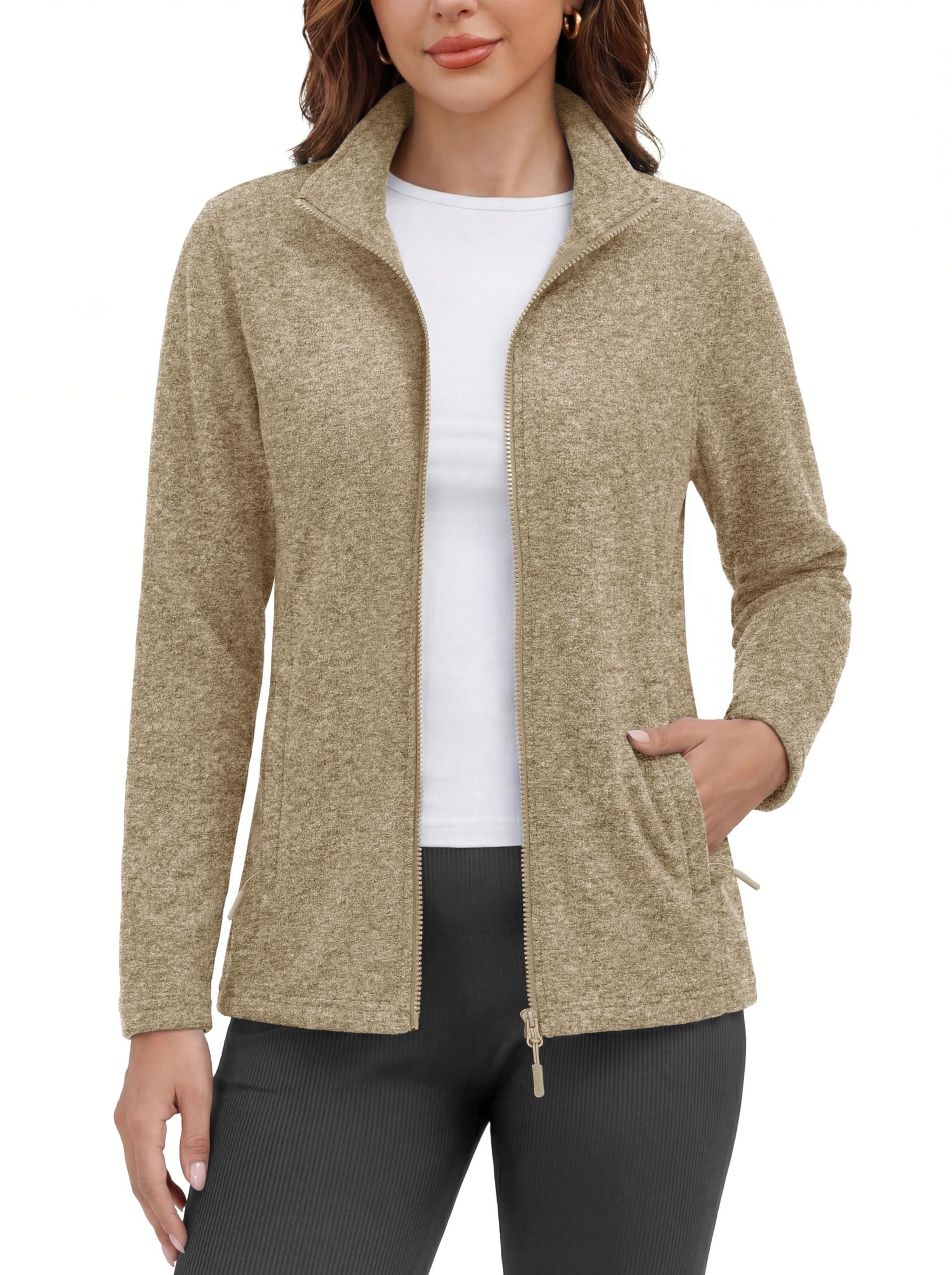MAGCOMSEN Fleece Jacket Women Zip UP Lightweight Soft Polar Warm Winter Jackets for Women with Pockets Outdoor Hiking