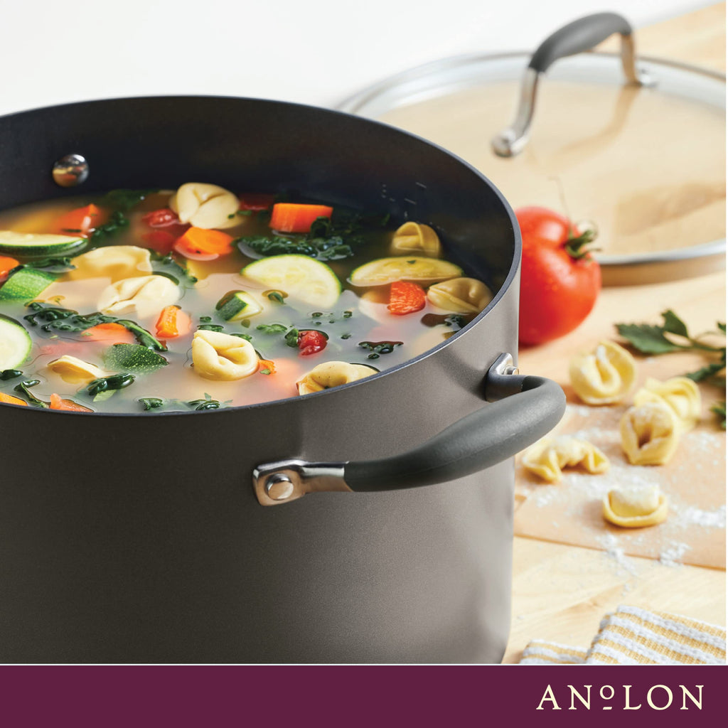 Anolon Advanced Home Hard Anodized Nonstick Sauce Pan/Saucepan with Straining and Lid, 2 Quart (2 Qt Straining Saucepan, Indigo)