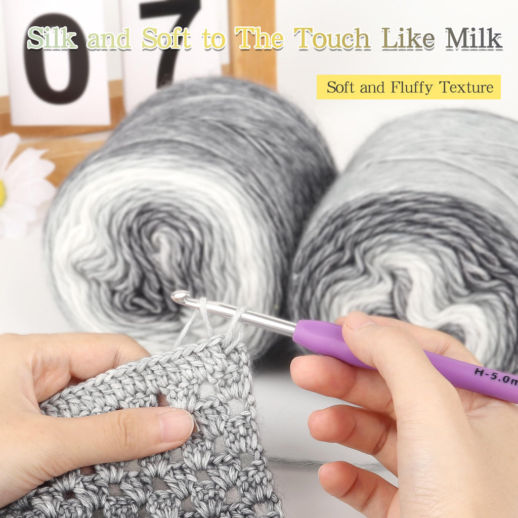 Katech Fairyland Yarn for Crocheting Knitting-Gradient Yarn Cake-4 Pack of 100g/3.52 oz-Soft DK Light Weight #3-60% Cotton 30% Acrylic 10% Wool-Perfect for Scarves, Shawls, Blankets and Garments(A)