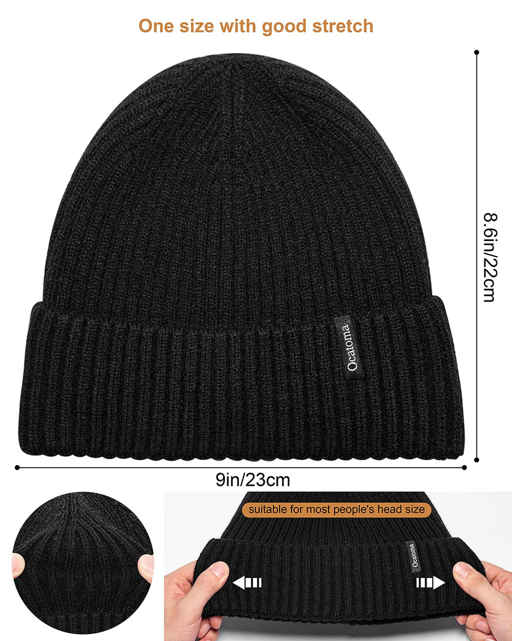 Ocatoma Beanie for Men Women Warm Winter Knit Cuffed Beanie Soft Warm Ski Hats Unisex