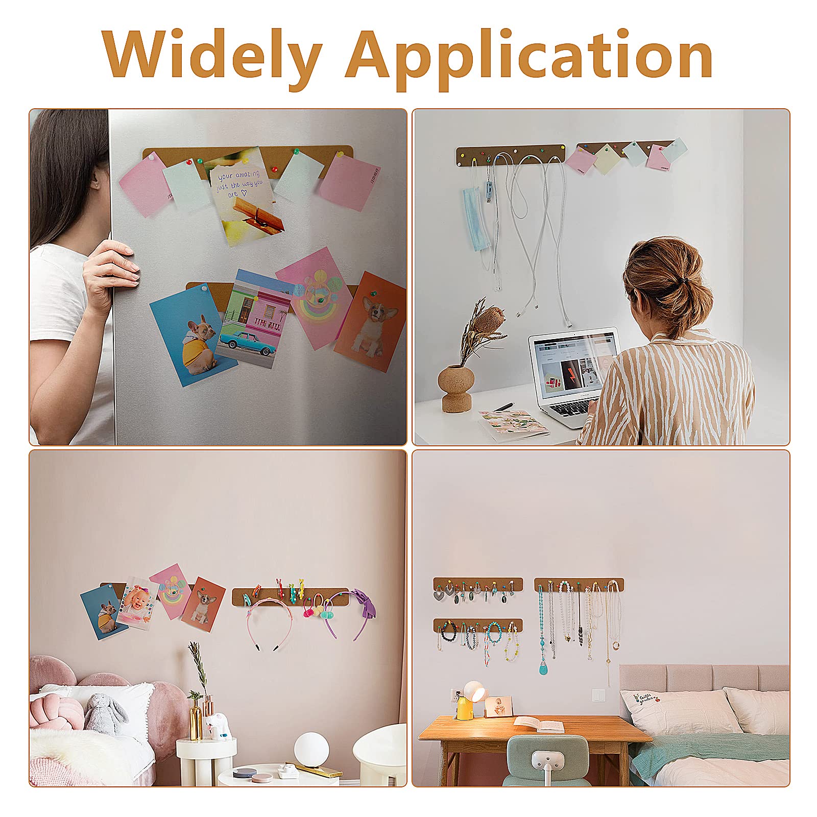 Felt Bulletin Board, 15.7''X 11.8'' corkboard Pin Board for Bedrooms Offices Home Wall Decoration, Self Adhesive Cork Board with 35 Push Pins for Paste Notes, Photos, Schedules (2 Pack)