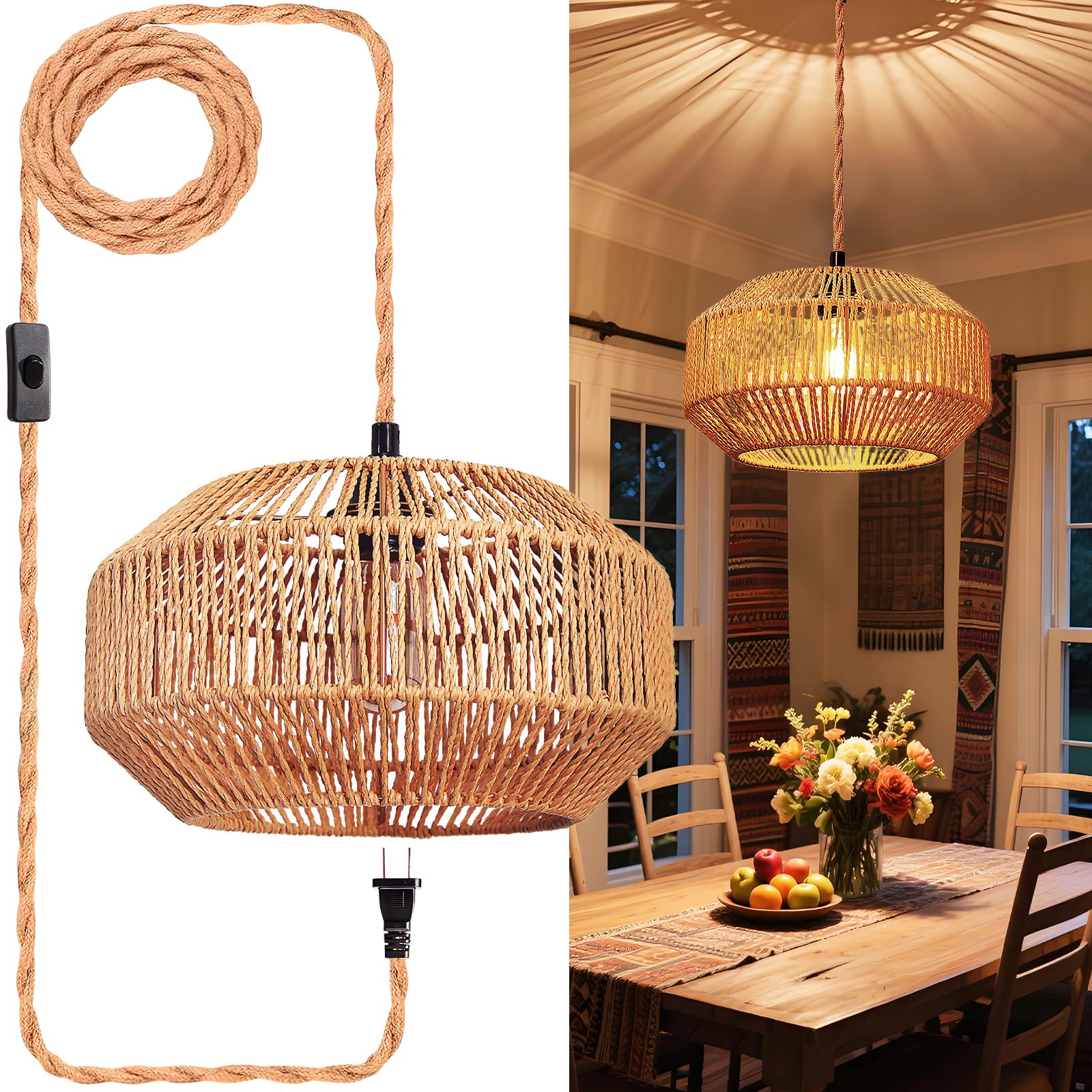 Maliralt Pendant Light Hanging Lights Fixture - Adjustable Hanging Lamps with Black Metal Diamond Shade for Kitchen Island, Dining Room Over Table, Breakfast Corner, Farmhouse Home Decor - 1 Pack